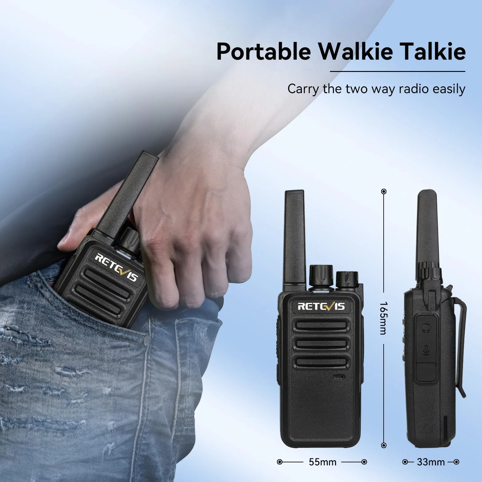 Retevis RT668 Talkie Walkie Professionnel Longue Portée 10 Pièces Noir