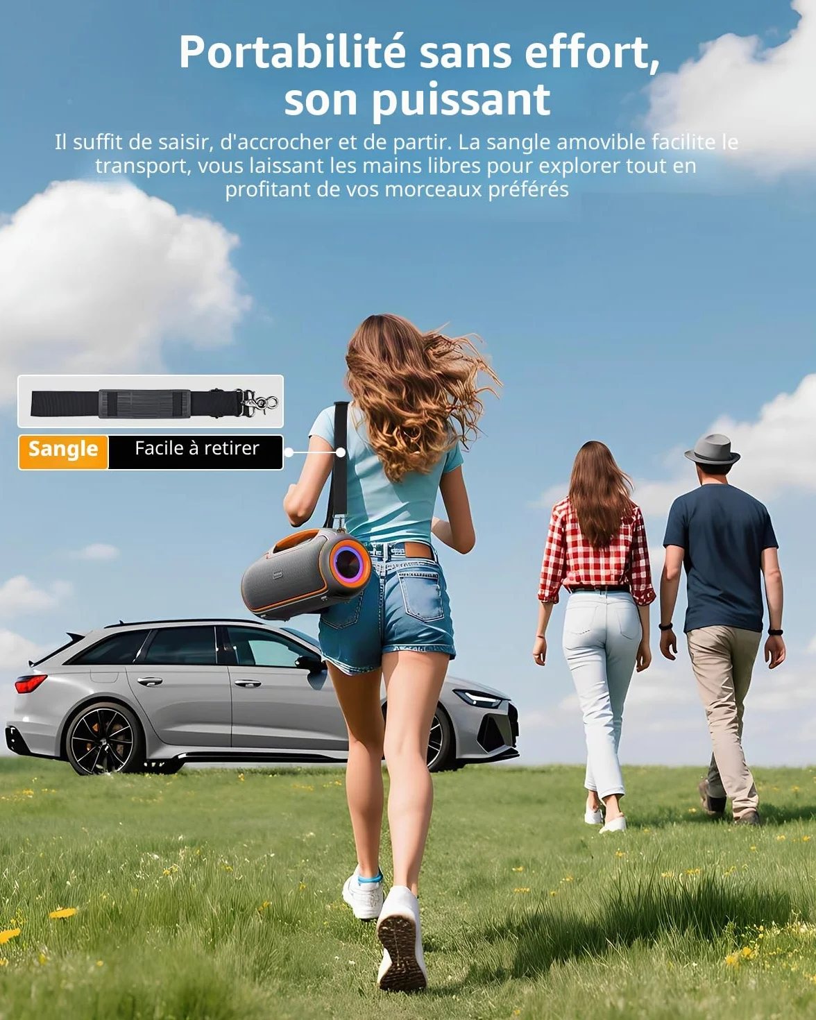 Enceinte Bluetooth Portable 200W crête 2 Subwoofers Basses Renforcées DSP TWS Autonomie 24h IP65 Étanche Extérieur