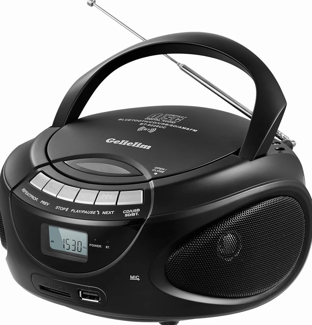 G Keni Lecteur CD Portable Boombox Bluetooth Radio AM/FM USB SD MMC
