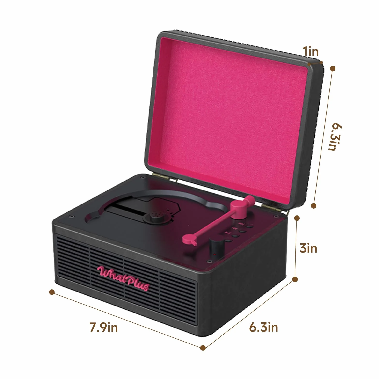 Lecteur CD portable Bluetooth 5.2 batterie rechargeable haut-parleurs intégrés Design rétro valise Hi-Fi Noir