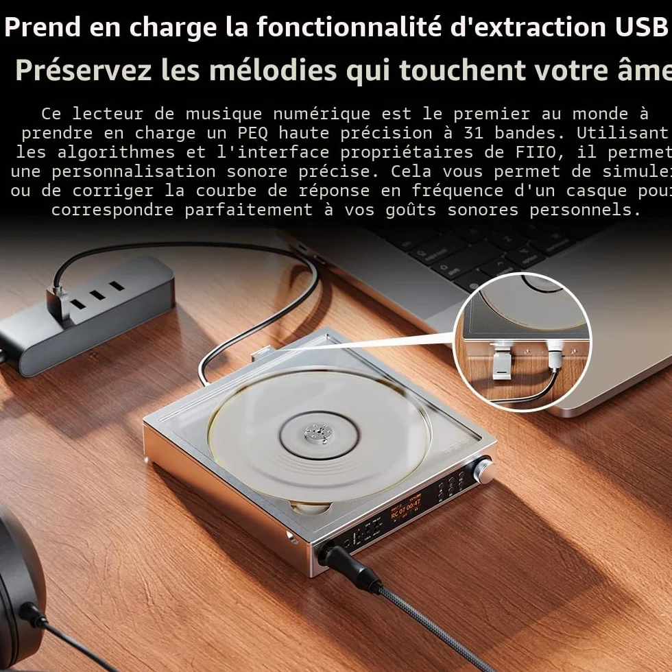 FiiO DM15 Lecteur CD stéréo portable DAC R2R 24 bits 1150 mW Bluetooth aptX Hi-Fi USB/CD
