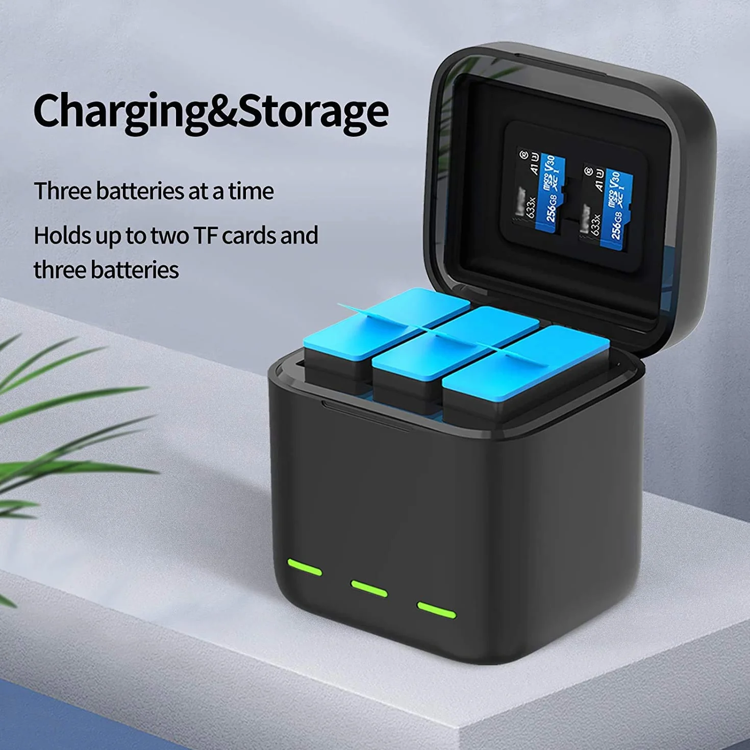 REYGEAK Lot de 2 Batteries et Chargeur Rapide 3 Canaux pour GoPro Hero 12 11 10 9