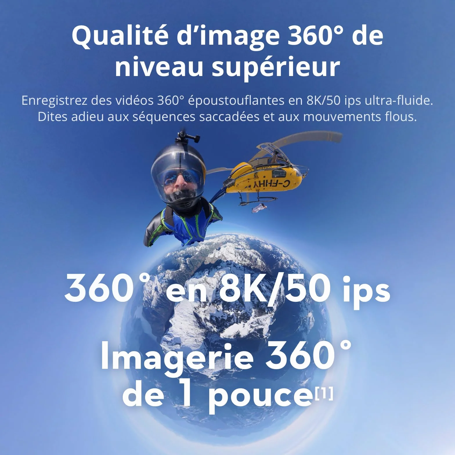 DJI Osmo 360 Bundle Essentiel, Caméra 360° 1 Pouce 8K Native, Perche Selfie Invisible 1,2m, 2 Batteries