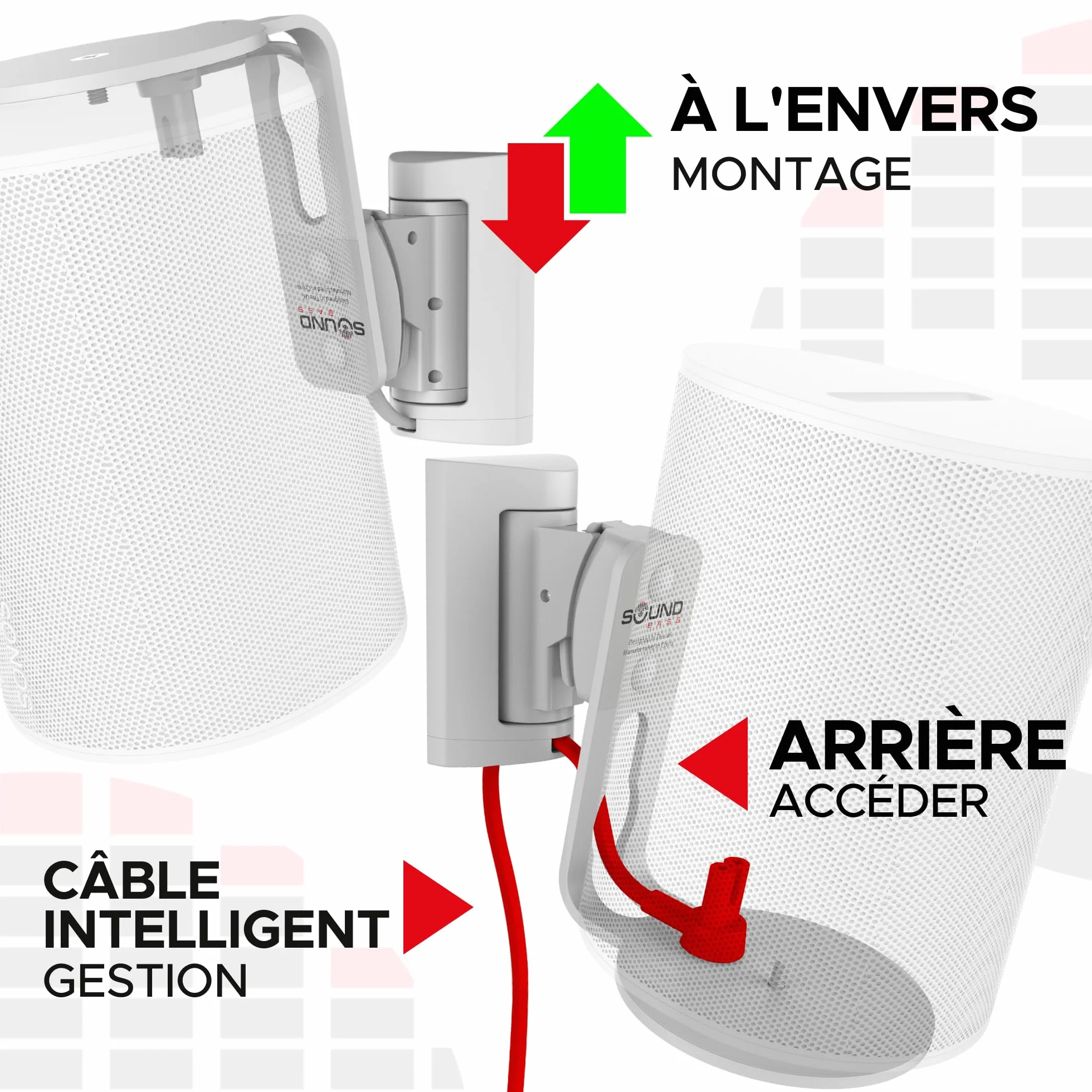 Support Mural Era 100 Inclinable Orientable Blanc Double Compatible Sonos ERA100 Era 100 SL
