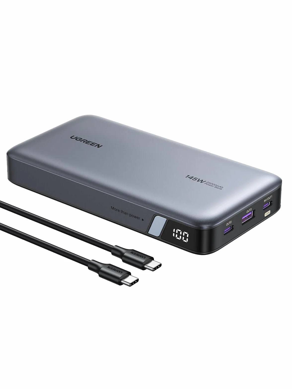 UGREEN Nexode 145W Power Bank 25000mAh USB C PD3.1 140W 3 Ports Chargeur Portable PC LED