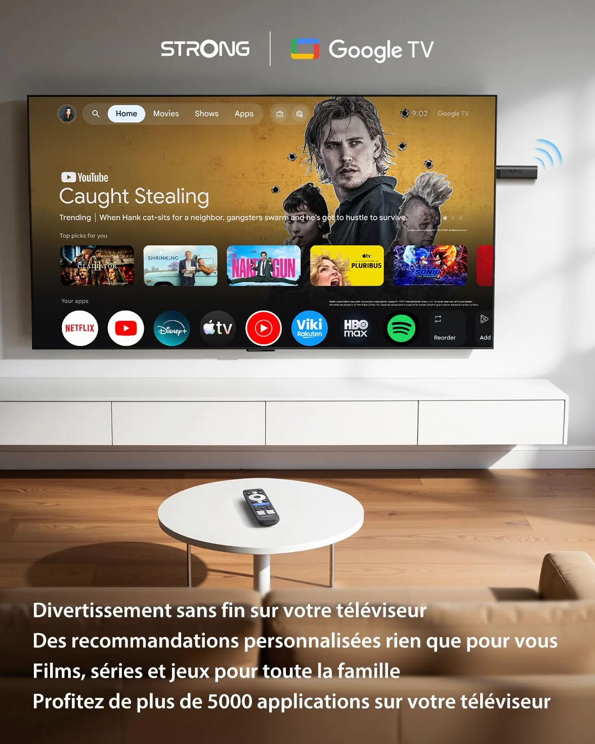STRONG Leap-Nova-X TV Stick Android 14 2 Go RAM 32 Go ROM 4K UHD Dolby Vision HDR10+ Wi-Fi 6 Commande Vocale
