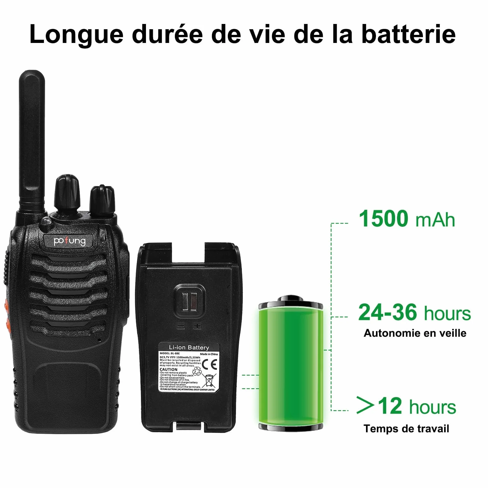 PT88E Talkie Walkie Professionnel PMR446 VOX Longue Portée 6 Pièces Oreillette