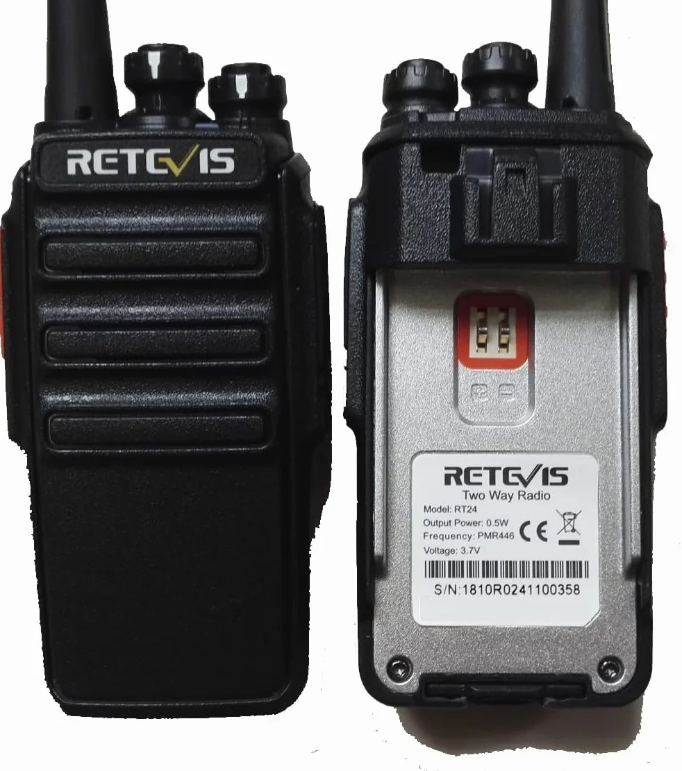 Retevis RT24 Plus Talkie Walkie Professionnel PMR446 16 Canaux CTCSS/DCS Longue Portée Noir 4 Pcs