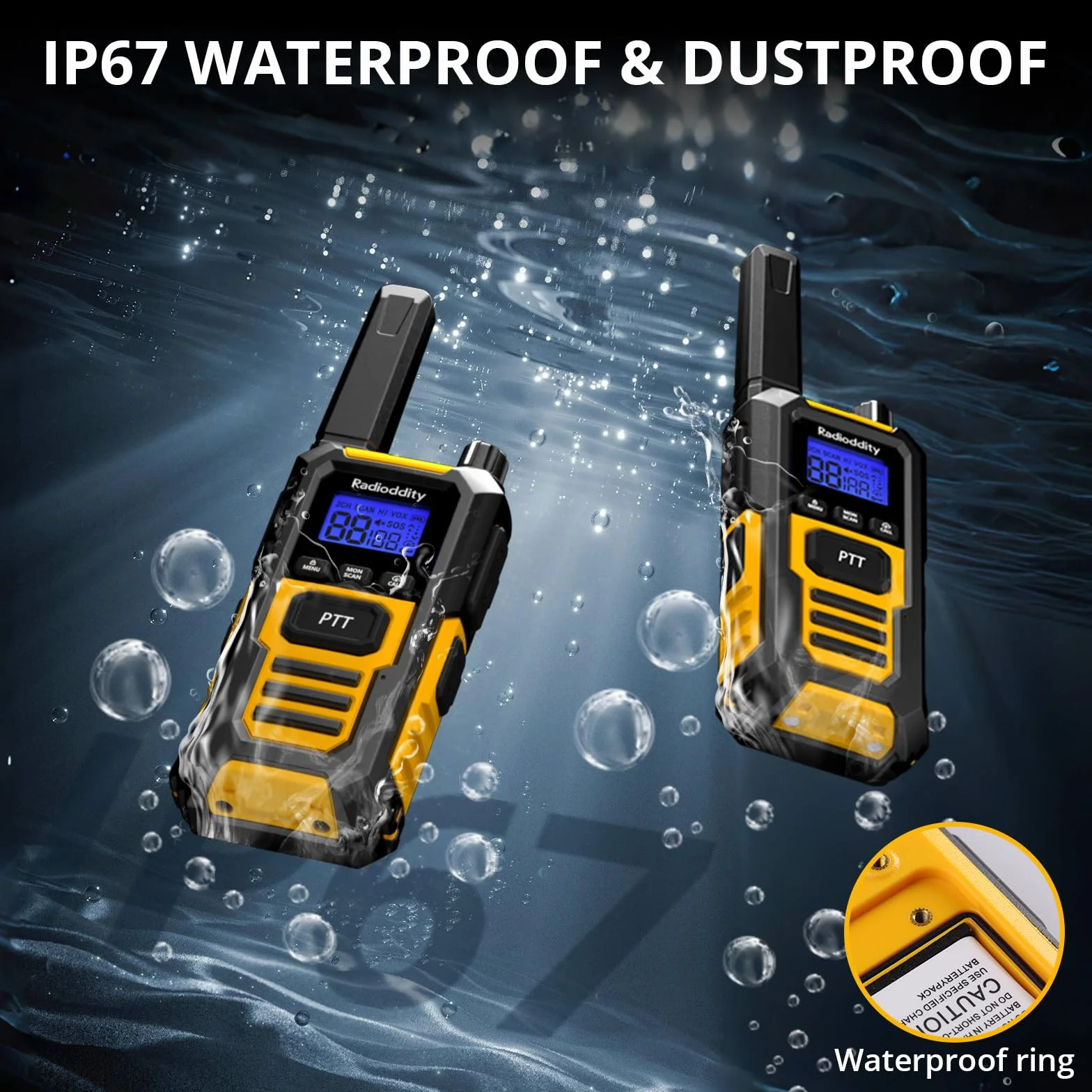Radioddity HD-1 Talkie-Walkie IP67 étanche PMR Robustes Longue portée 4 pièces