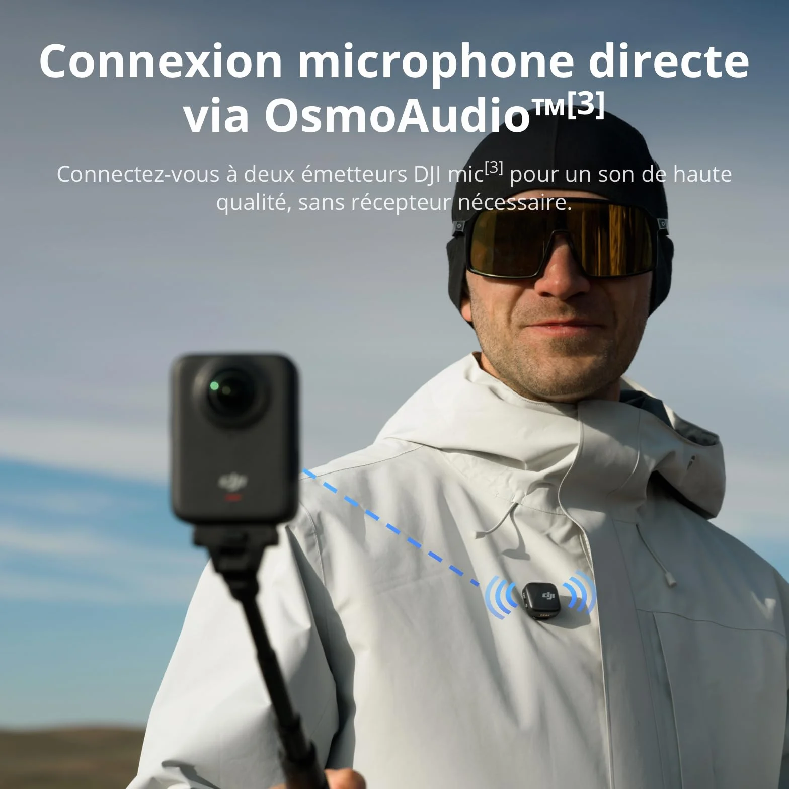 DJI Osmo 360 Bundle Essentiel, Caméra 360° 1 Pouce 8K Native, Perche Selfie Invisible 1,2m, 2 Batteries
