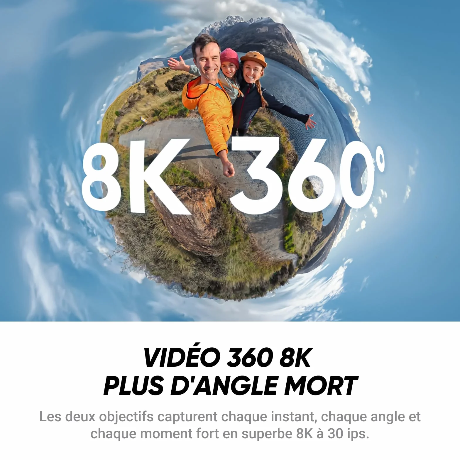 Insta360 X4 Air Pack démarrage Noir Graphite Caméra 360 8K étanche légère 165g Perche Selfie Invisible objectifs remplaçables Pare-Vent dashcam Moto