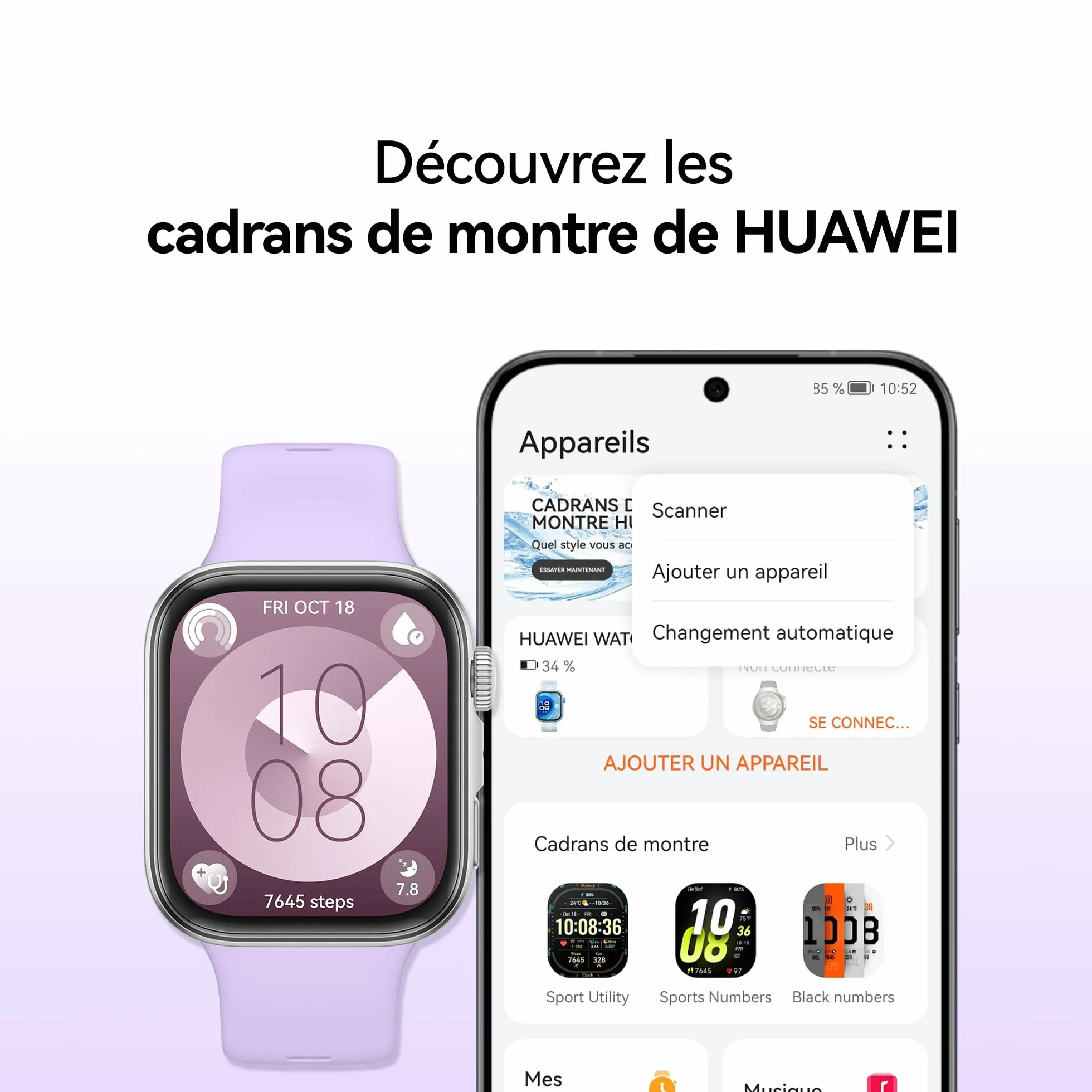 HUAWEI Watch FIT 4 Montre connectée, 100+ Modes d'entraînement, GPS, Autonomie 10 Jours, Noir