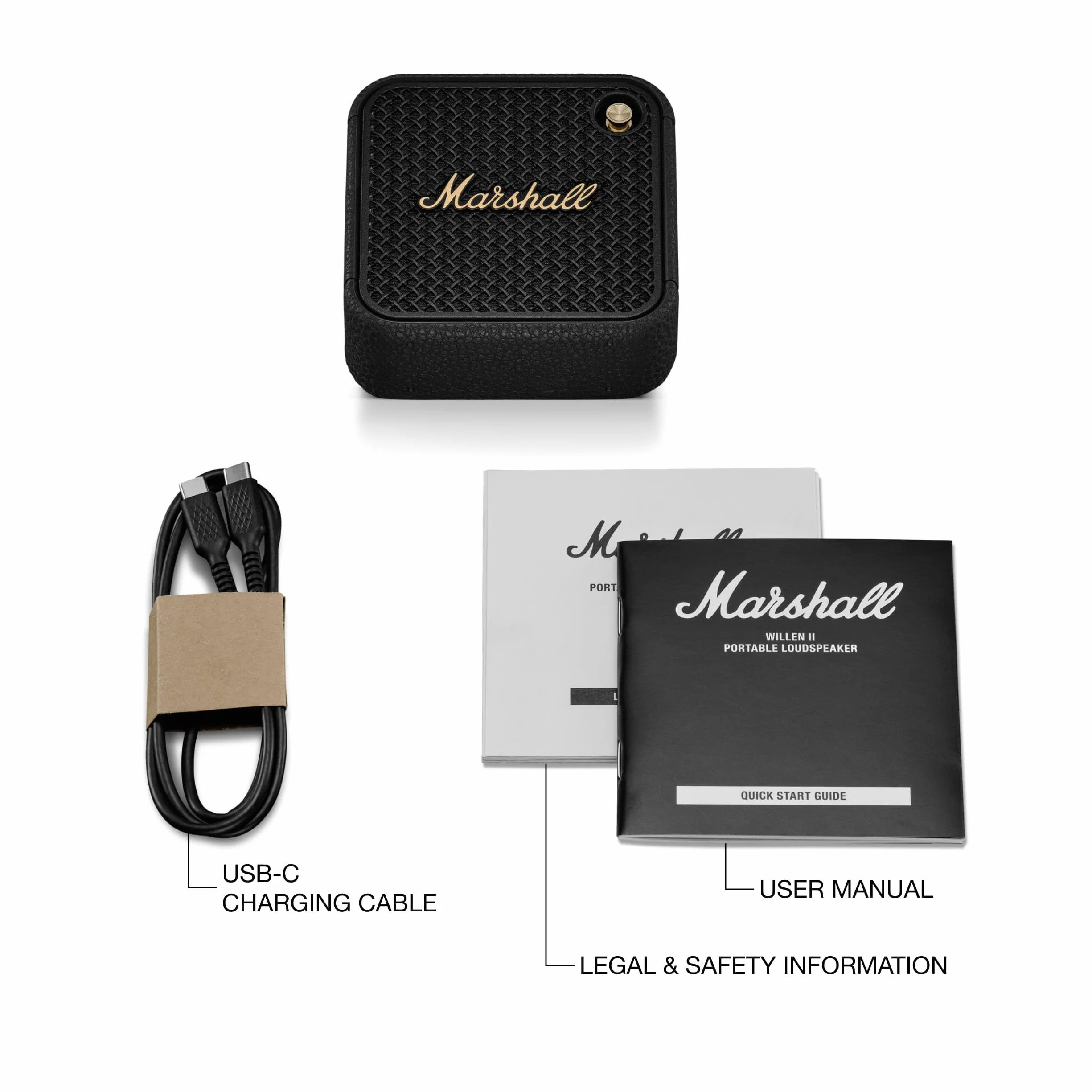 Marshall Willen II Bluetooth sans Fil Haut-parleur IP67 étanche 17 Heures Noir Laiton