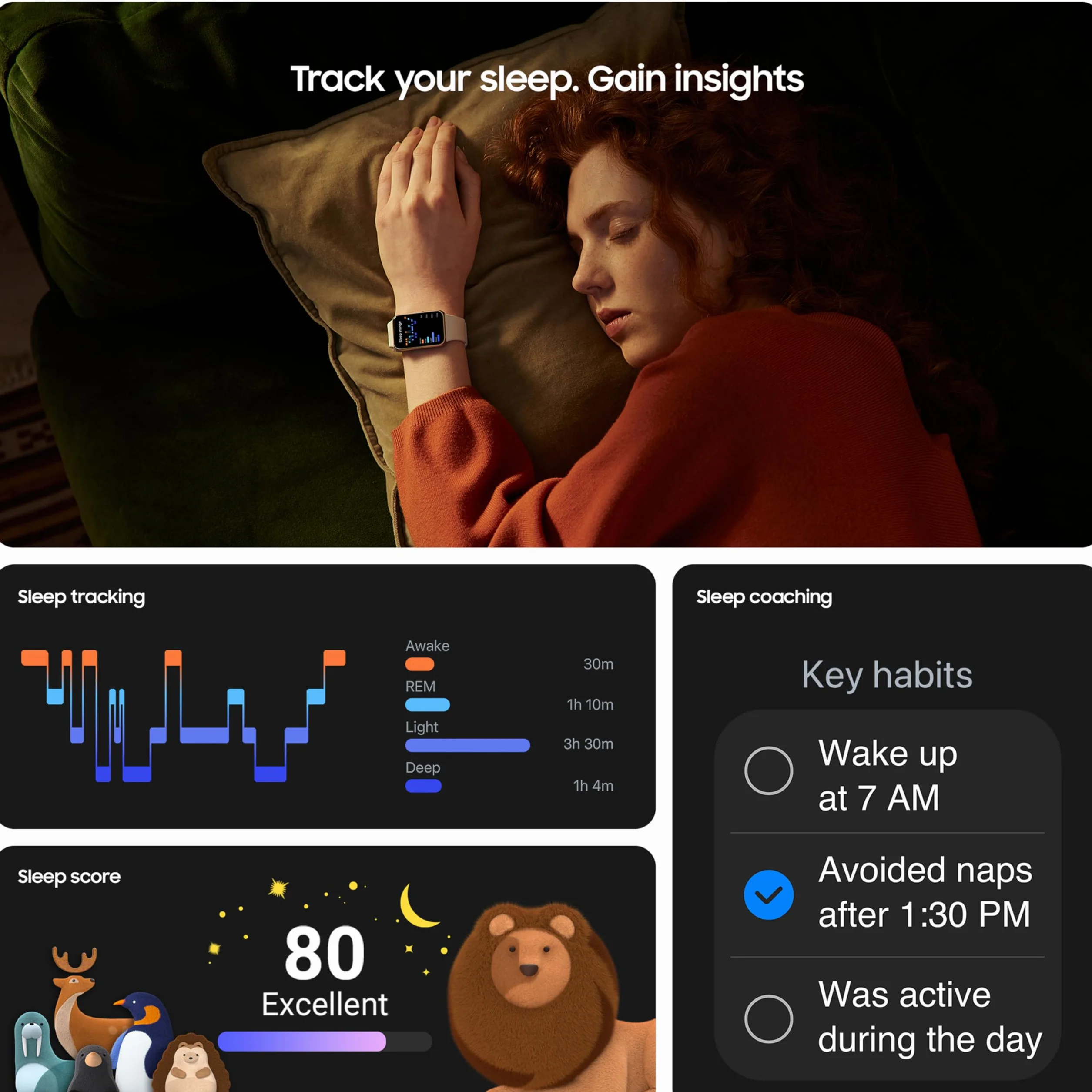 Samsung Galaxy Fit3 Montre connectée AMOLED 40 mm aluminium suivi activité santé batterie 13 jours charge rapide 5 ATM gris