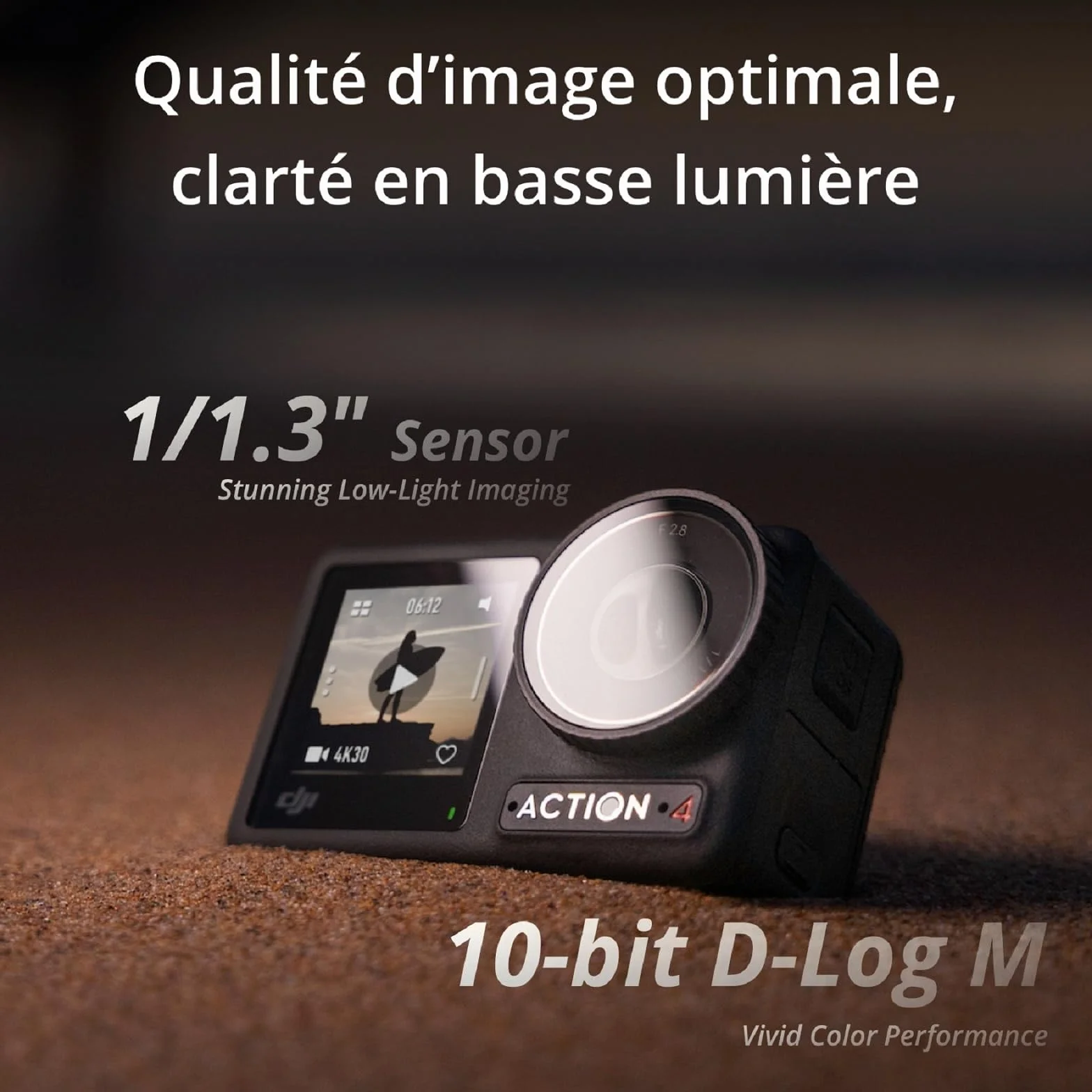 DJI Osmo Action 4 Essentiel Caméra d’Action étanche 4K/120 IPS capteur 1/1,3 Pouce D-Log M 10 Bits Batterie 1 770 mAh