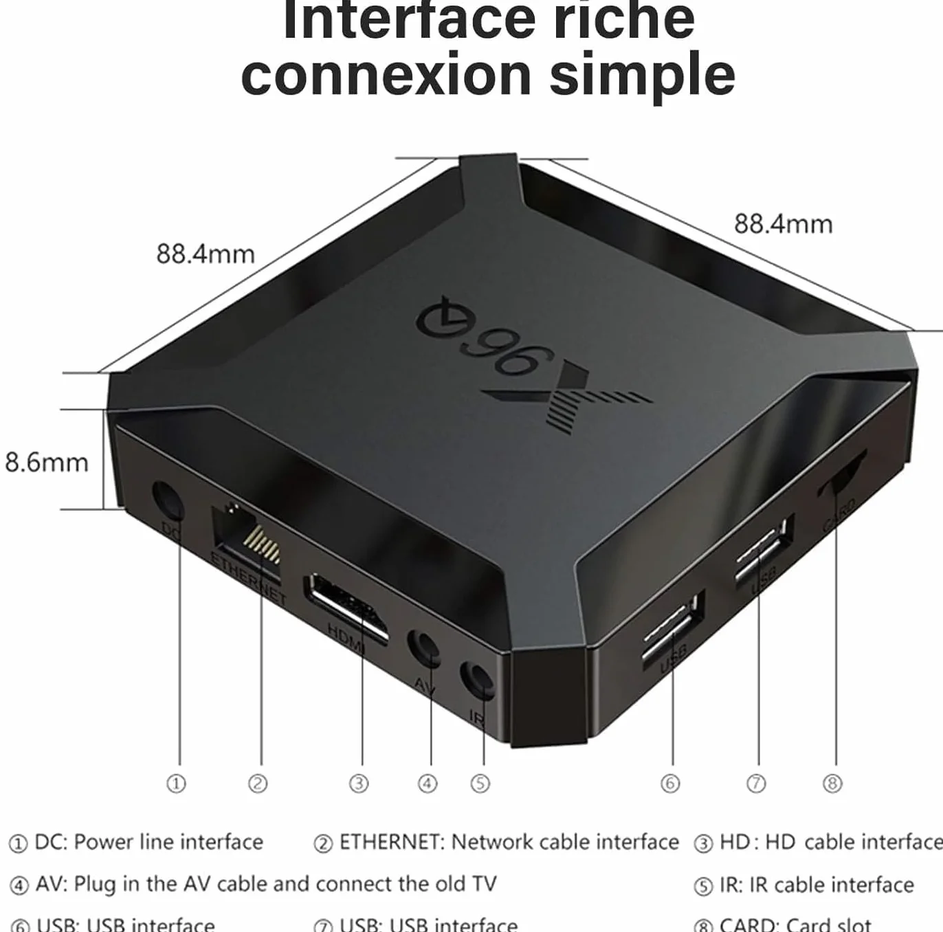 X96Q Boîtier IPTV Android TV Box Android 10.0 2GB 16GB Mini Smart TV Box Allwinner H313 Quad Core WiFi 4K HD 100M LAN