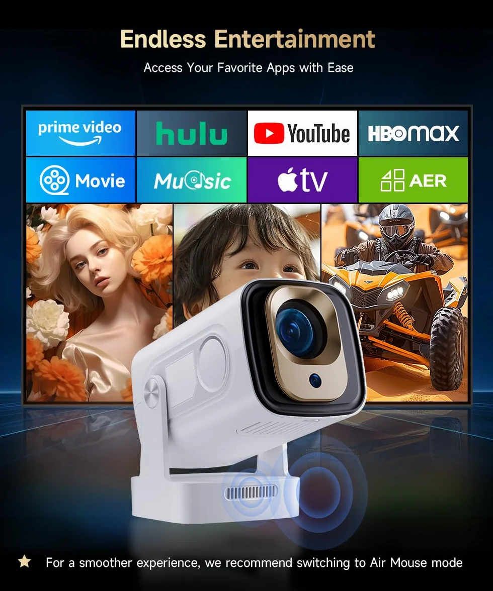 Magcubic Vidéoprojecteur 4K Mini Projecteur Portable WiFi6 BT5.4 Rotation 180° Mise au Point Automatique