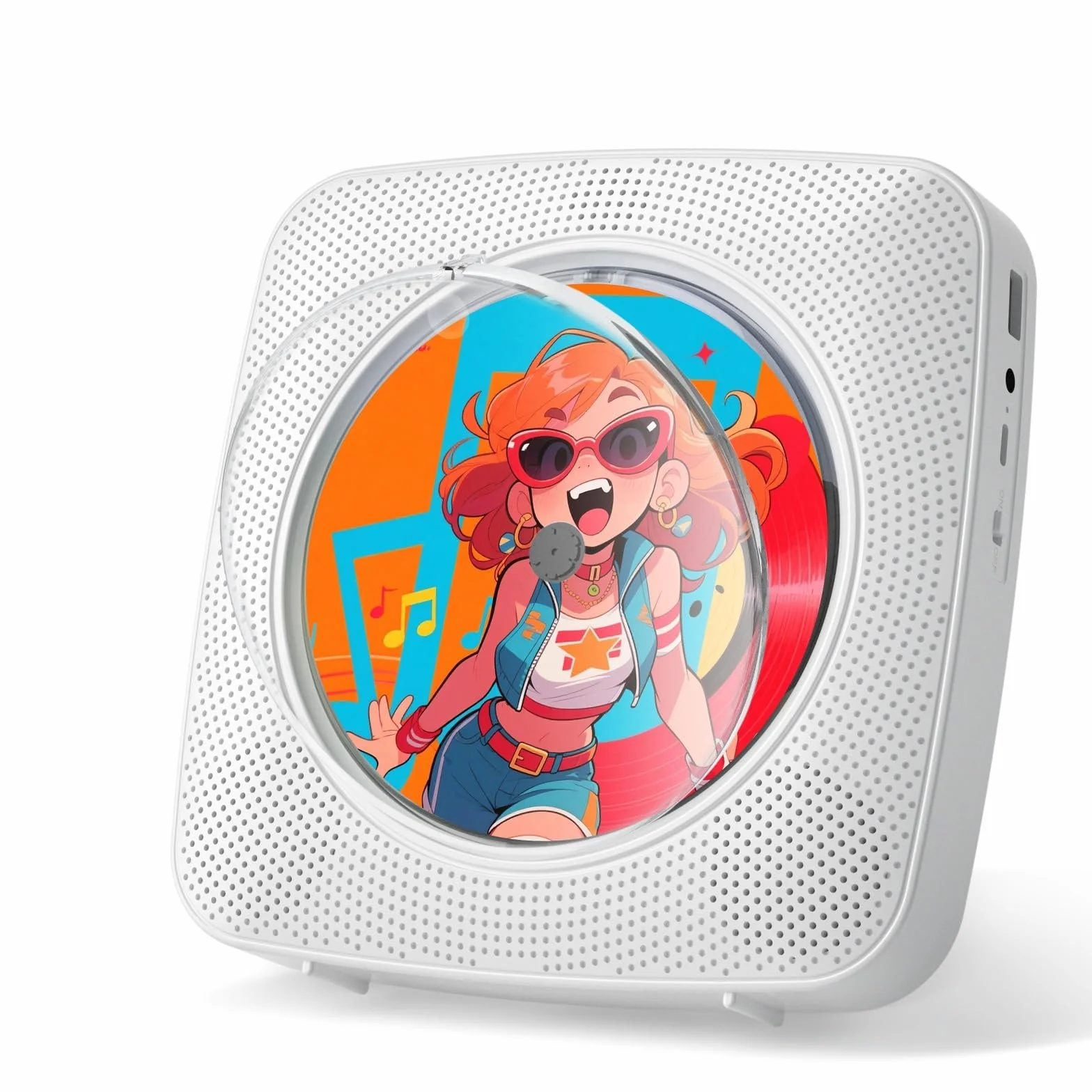 Gueray Lecteur CD Portable Bluetooth 1800 mAh Radio USB AUX Blanc