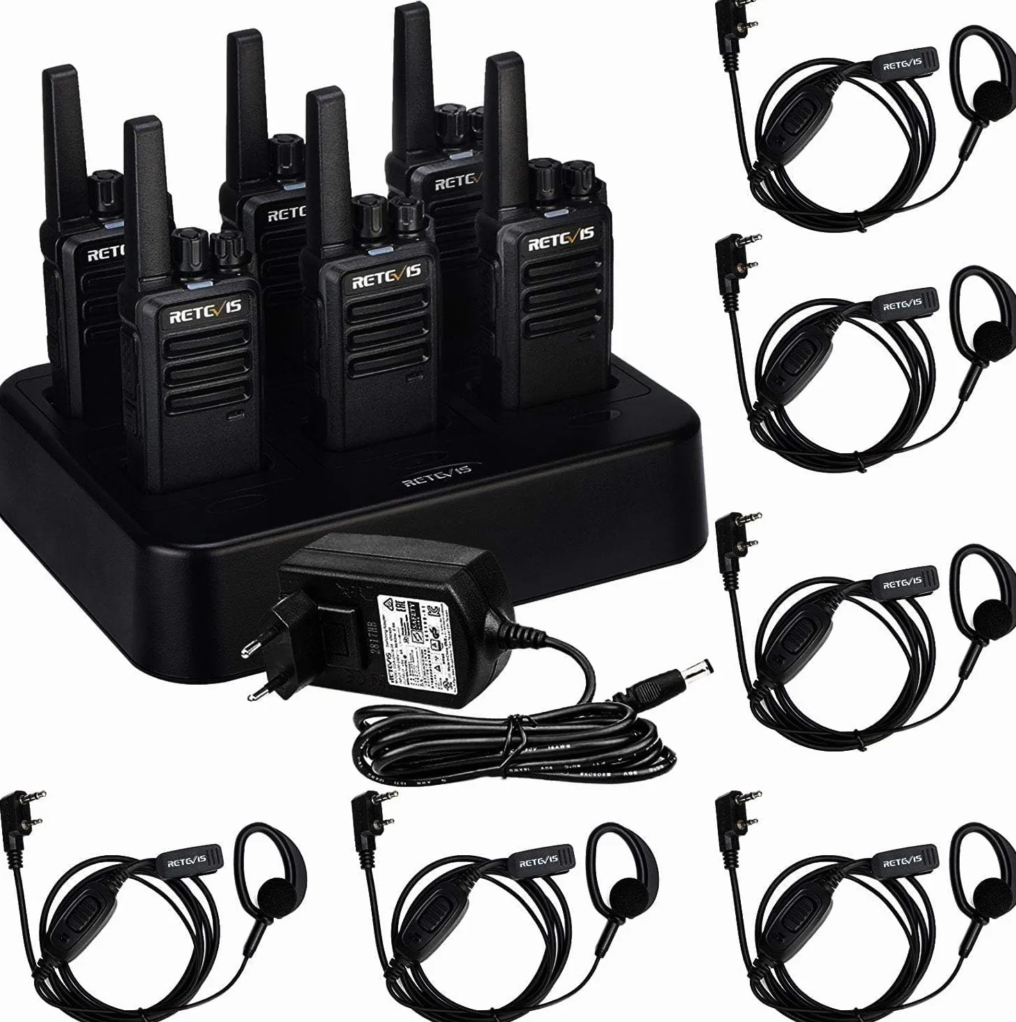 Retevis RT668 Talkie Walkie 1200 mAh VOX 6 Pièces Noir