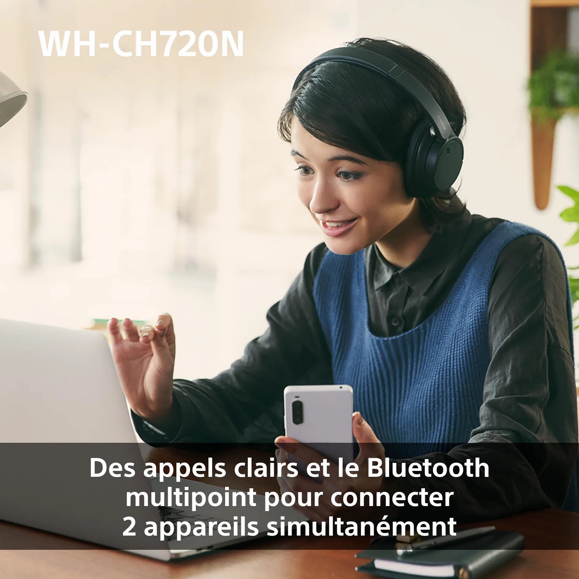 Sony WH-CH720N Casque Bluetooth sans Fil Réduction de Bruit Noir
