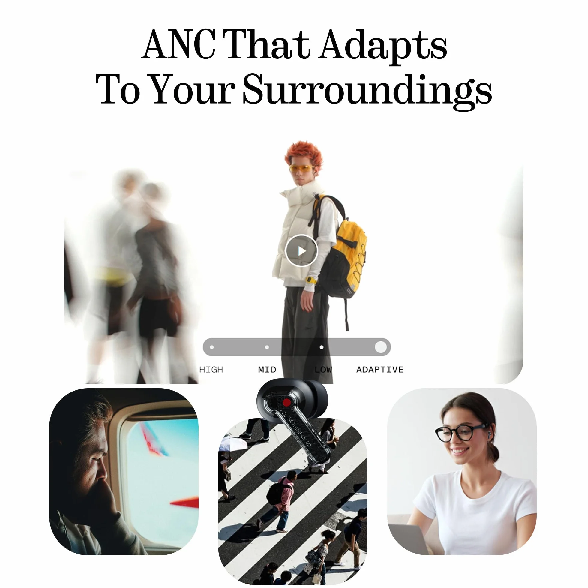 Nothing Ear (a) kabellose Kopfhörer Bluetooth ANC Schwarz