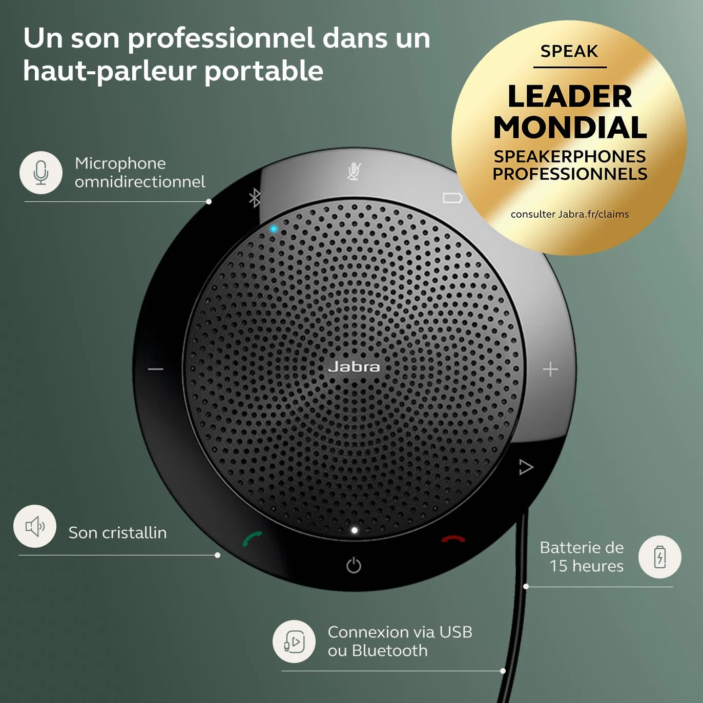 Jabra Speak 510 Speaker Phone Haut-parleur de conférence portable USB
