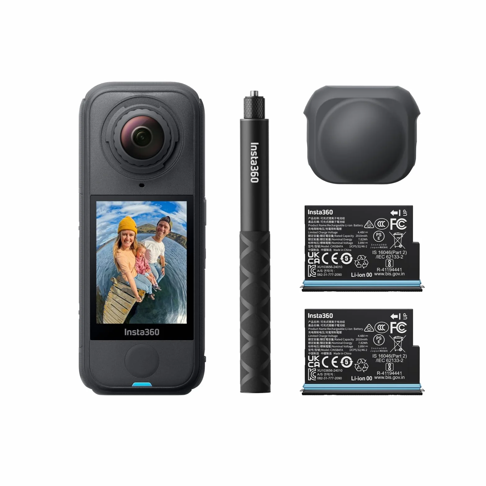 Insta360 X4 Air Pack démarrage Noir Graphite Caméra 360 8K étanche légère 165g Perche Selfie Invisible objectifs remplaçables Pare-Vent dashcam Moto