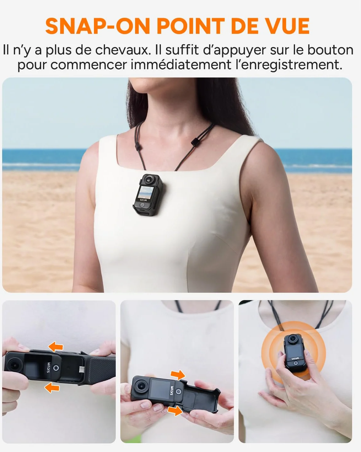 SJCAM C400 Bundle Vlog 64G Caméra d'Action 4K Écran Tactile Rotatif 2.29" Imperméable Stabilisation 6 Axes Noir