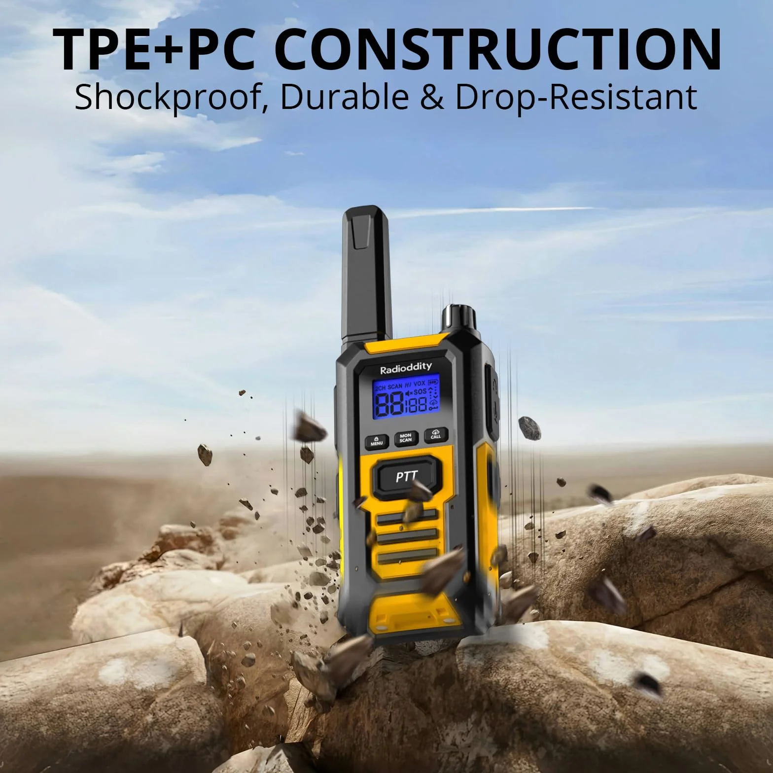 Radioddity HD-1 Talkie-Walkie IP67 étanche PMR Robustes Longue portée 4 pièces