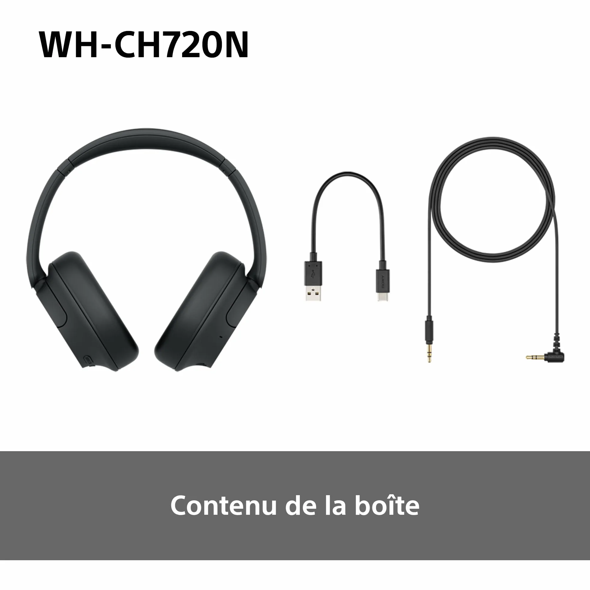 Sony WH-CH720N Casque Bluetooth sans Fil Réduction de Bruit Noir