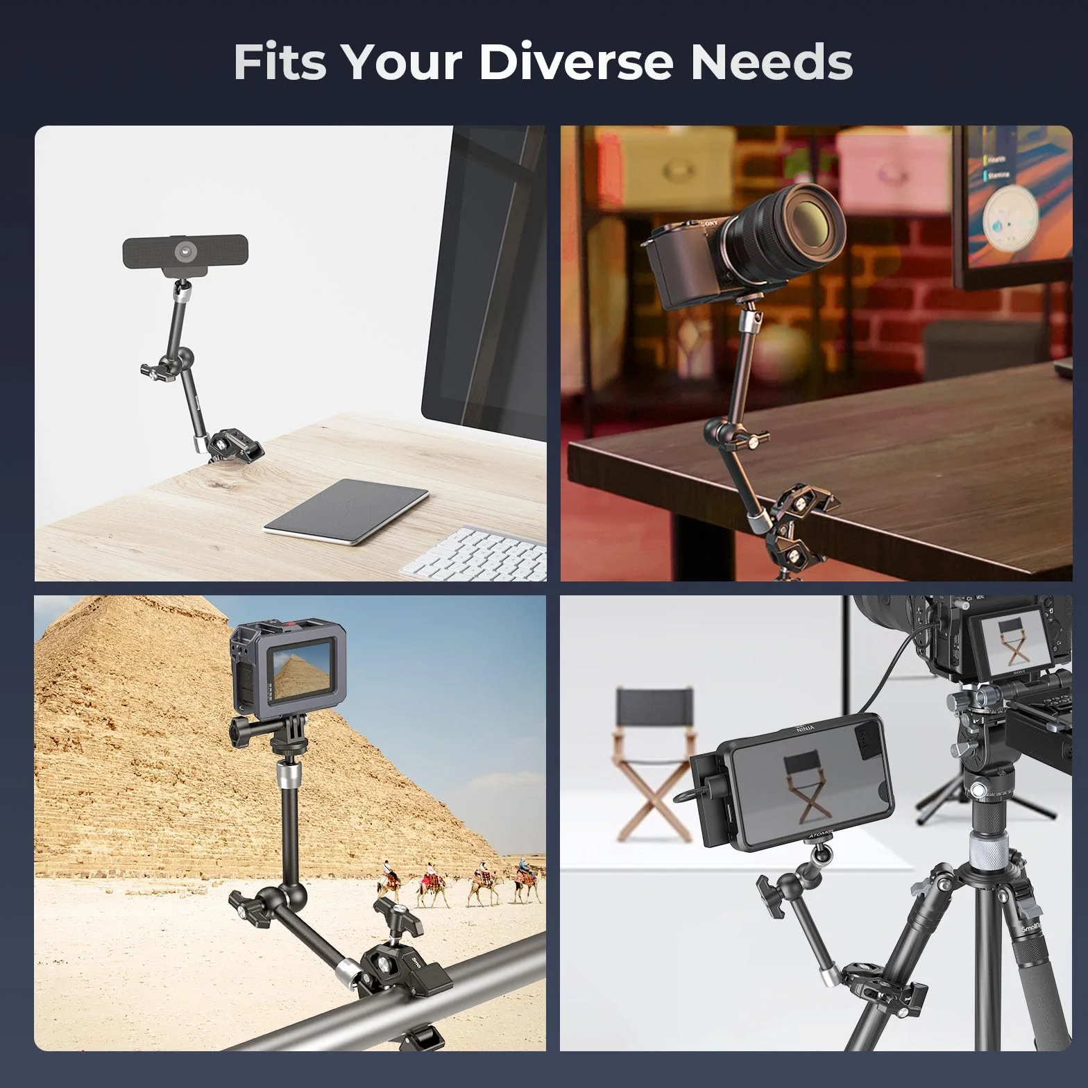 SMALLRIG Bras Magique Articulé avec Super Pince pour Support Caméra Lumière Moniteur ≤1,5 kg 4454