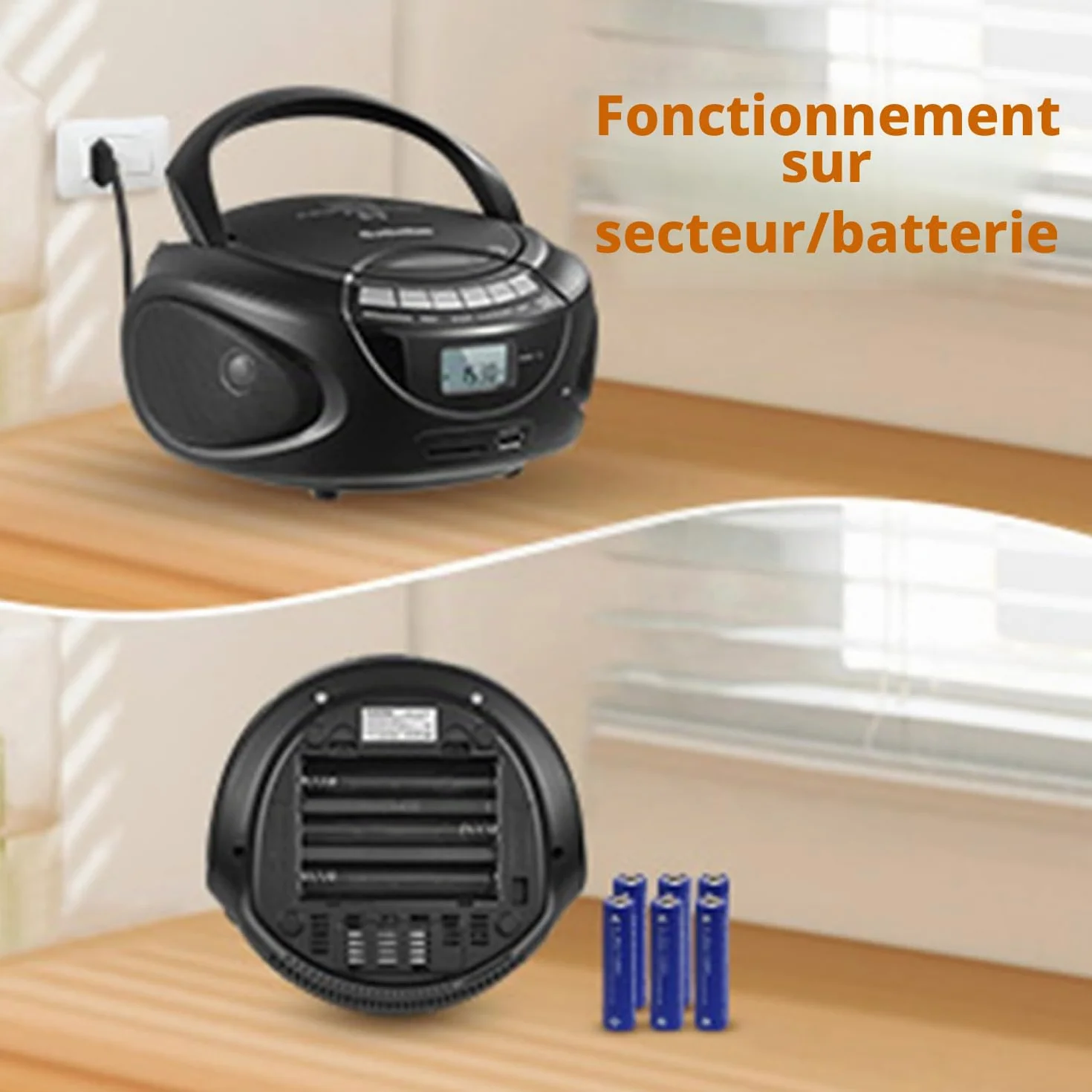 G Keni Lecteur CD Portable Boombox Bluetooth Radio AM/FM USB SD MMC