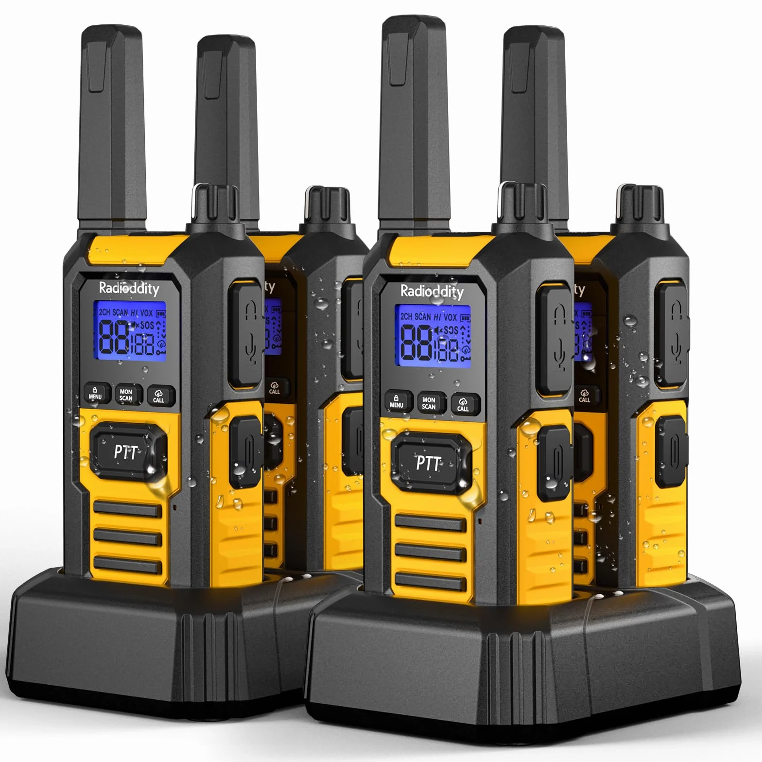 Radioddity HD-1 Talkie-Walkie IP67 étanche PMR Robustes Longue portée 4 pièces