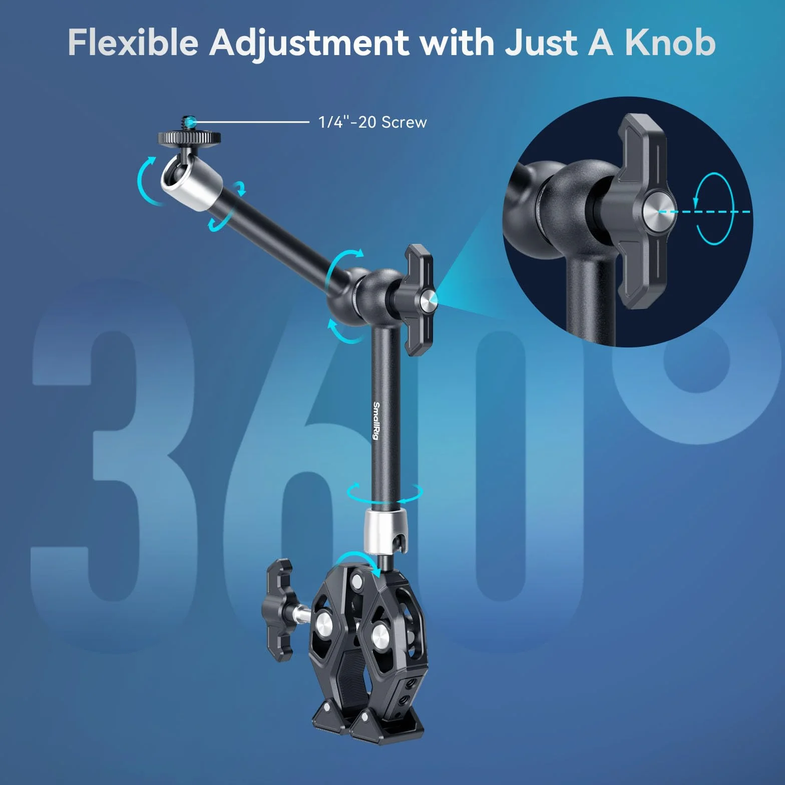 SMALLRIG Bras Magique Articulé avec Super Pince pour Support Caméra Lumière Moniteur ≤1,5 kg 4454
