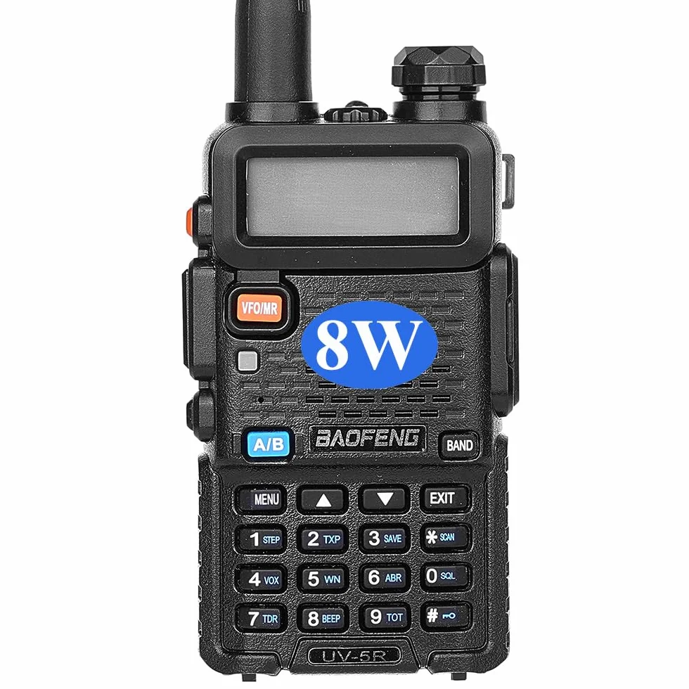 BAOFENG BF UV-5R 8-Watt Dual Band Two-Way Radio VHF UHF Full Kit Black