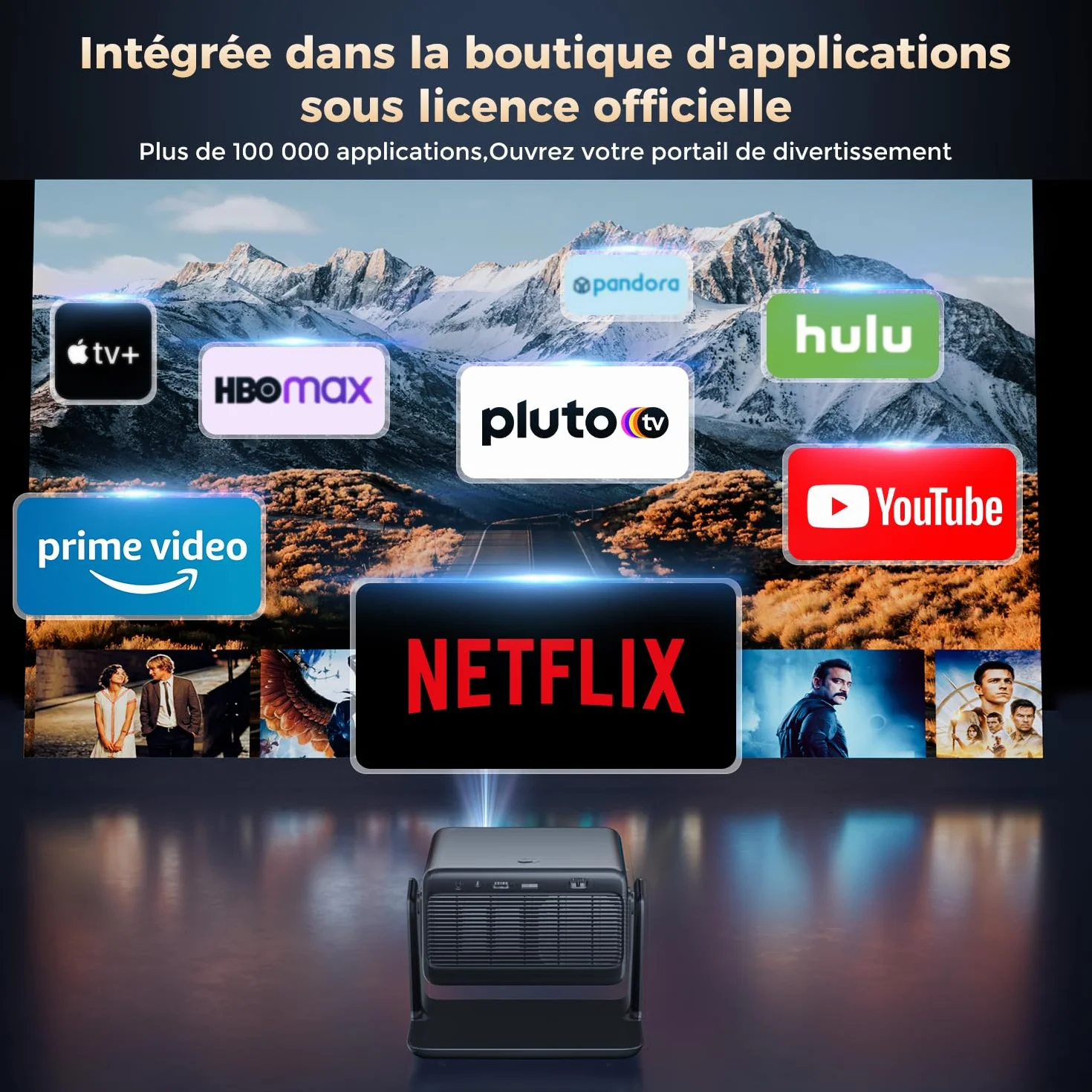 AMEELA Vidéoprojecteur 30000 Lumens 4K FHD 1080P Projecteur Video Auto Focus Keystone WiFi Bluetooth HDMI USB