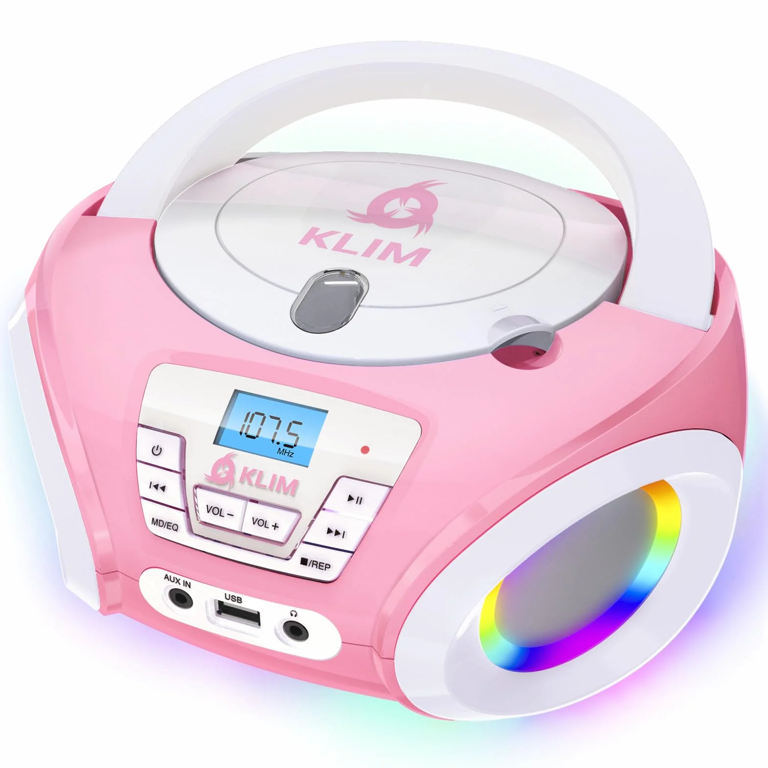 KLIM Candy Lecteur CD Enfant Radio FM Rose avec Haut-parleurs