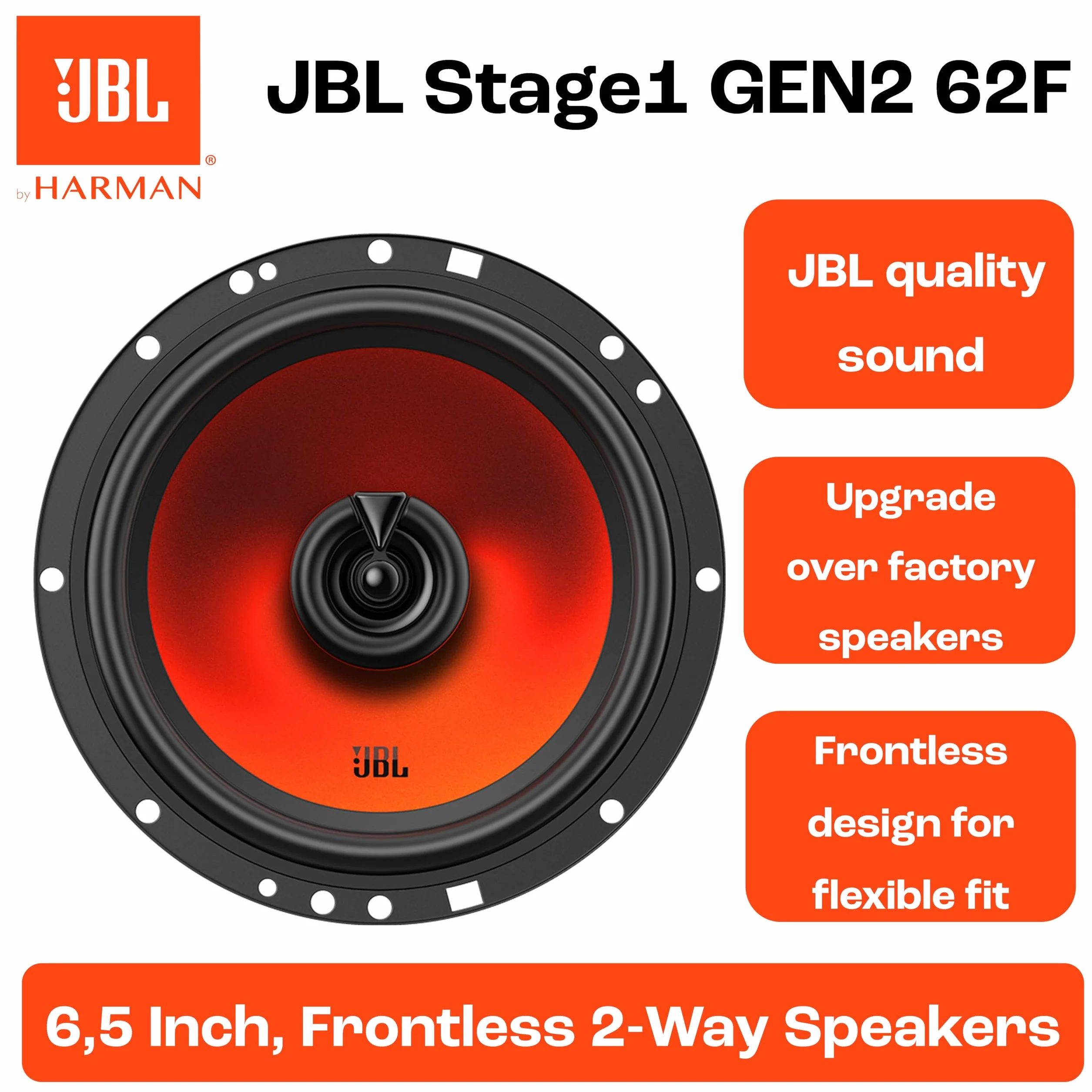 JBL Stage1 Haut Parleur Voiture Coaxiaux 165mm (6.5") Harman Kardon Enceinte Auto Audio Premium 50W RMS 400W Max Paire