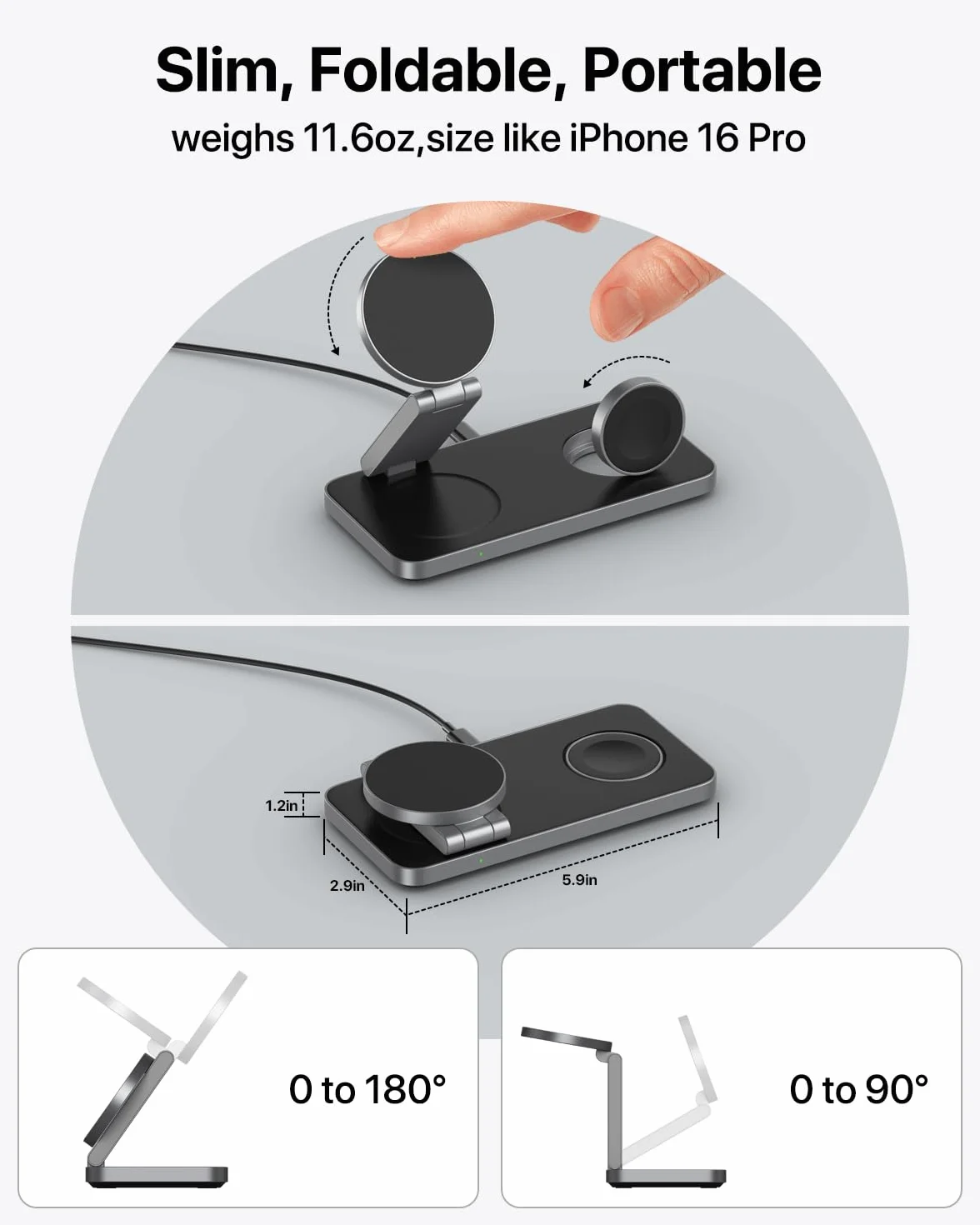 Station de Charge sans Fil Rapide pour iPhone 17 16 15 14 13 12 Pro Max Plus, Apple Watch 9 8 SE 7 6 5 4 3 2, AirPods 2 3 Pro