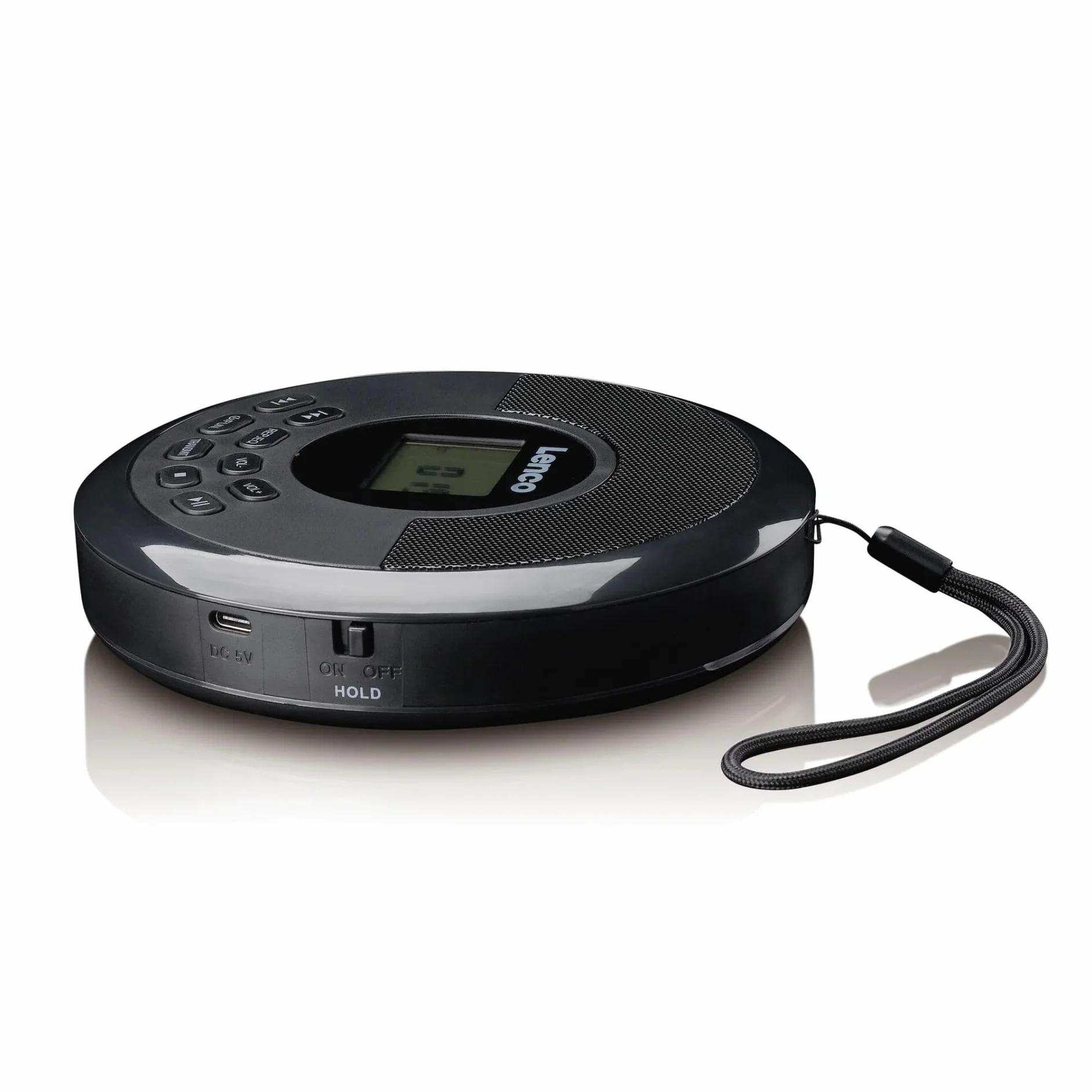 Lenco CD-340BK Discman Bluetooth® Lecteur CD MP3 USB avec Haut-parleurs intégrés - Batterie Rechargeable - Protection Antichoc Noir