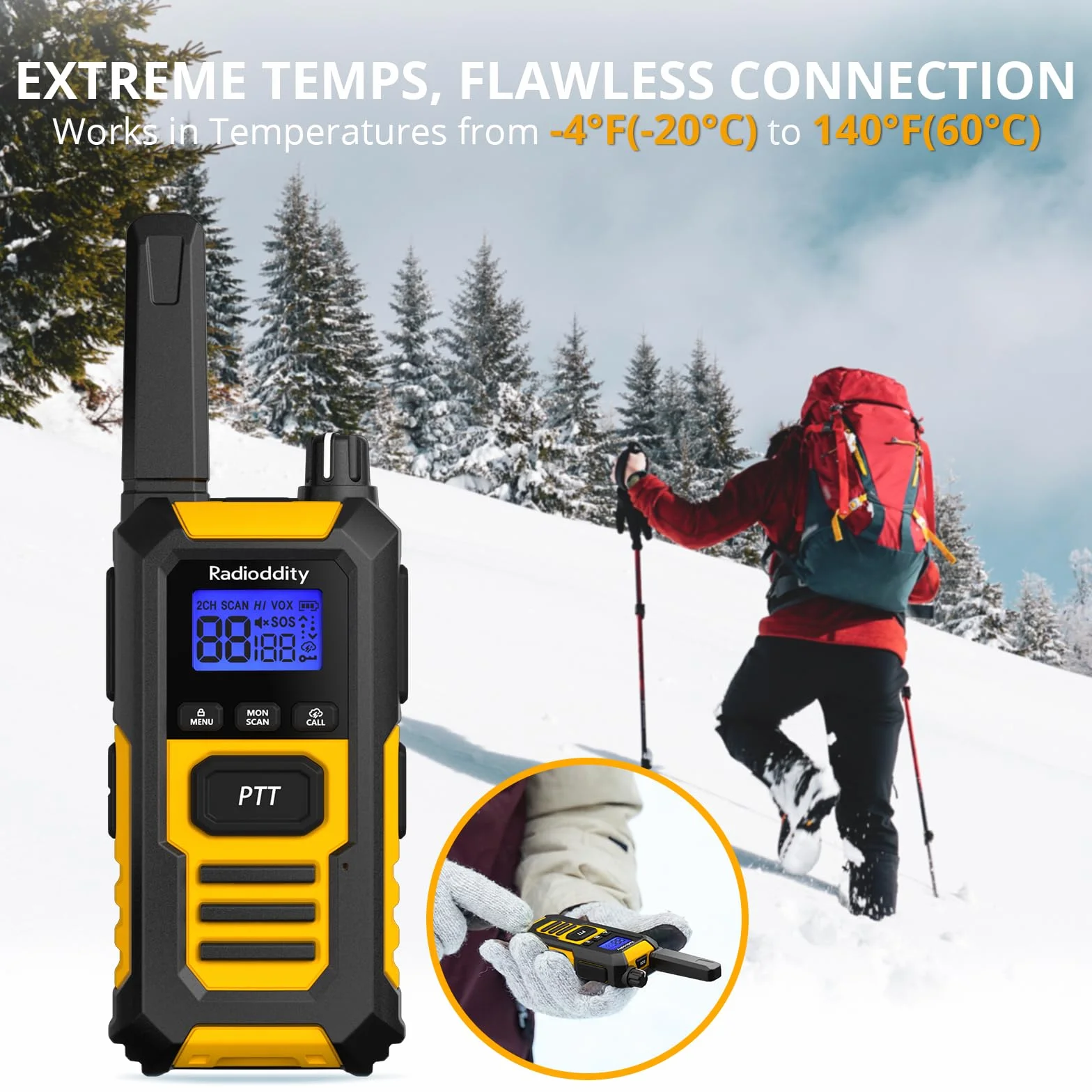 Radioddity HD-1 Talkie-Walkie IP67 étanche PMR Robustes Longue portée 4 pièces