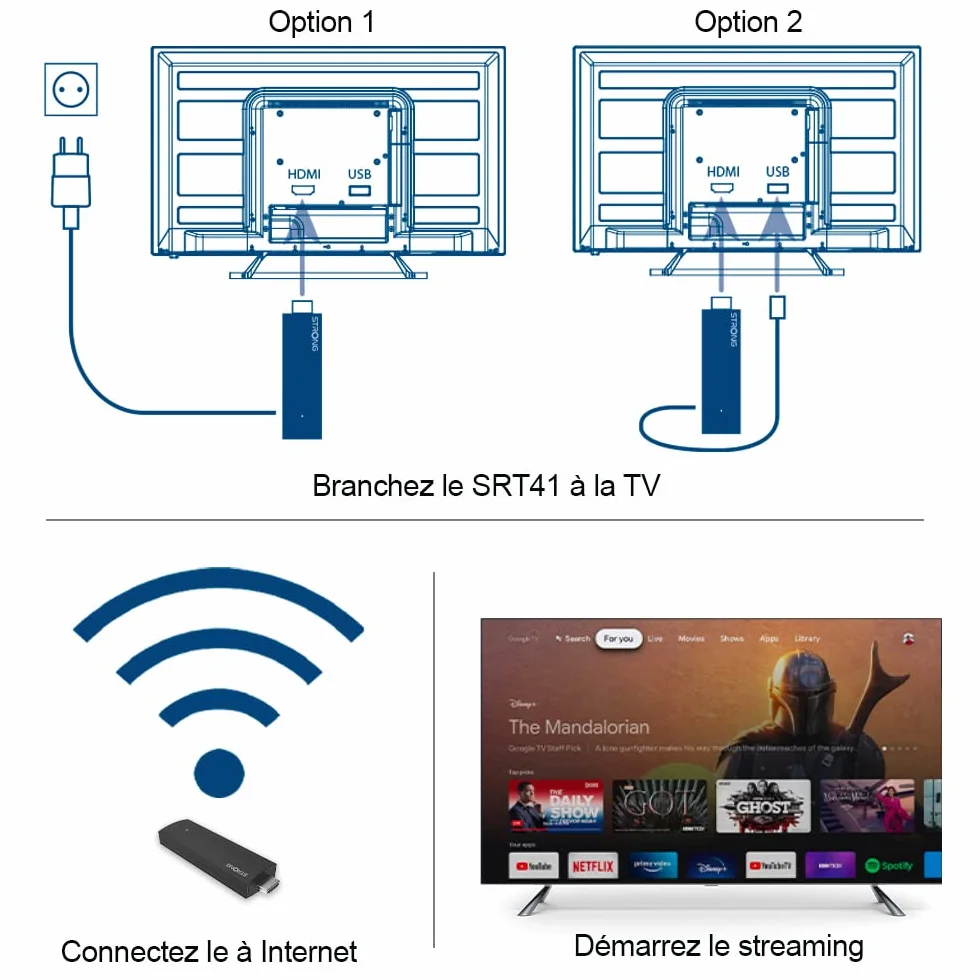 STRONG SRT41 4K UHD Google TV Stick Android 11 WiFi HDR10+ Dolby Audio