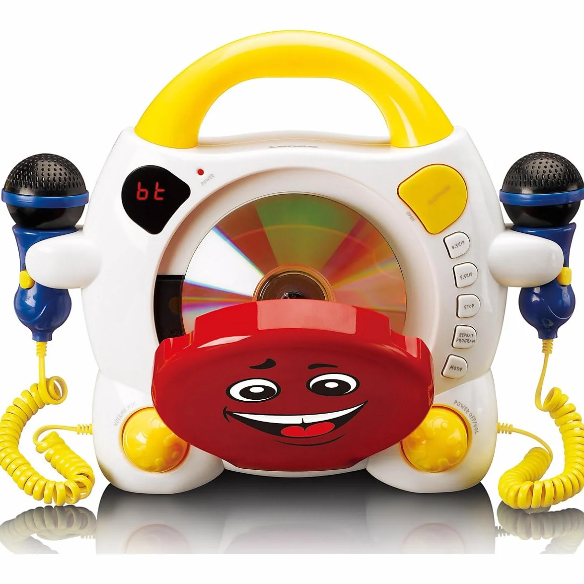 Lenco KCD-011 Lecteur CD Sing Along pour Enfants Bluetooth 5.0 Antishock avec 2 Microphones Karaoké