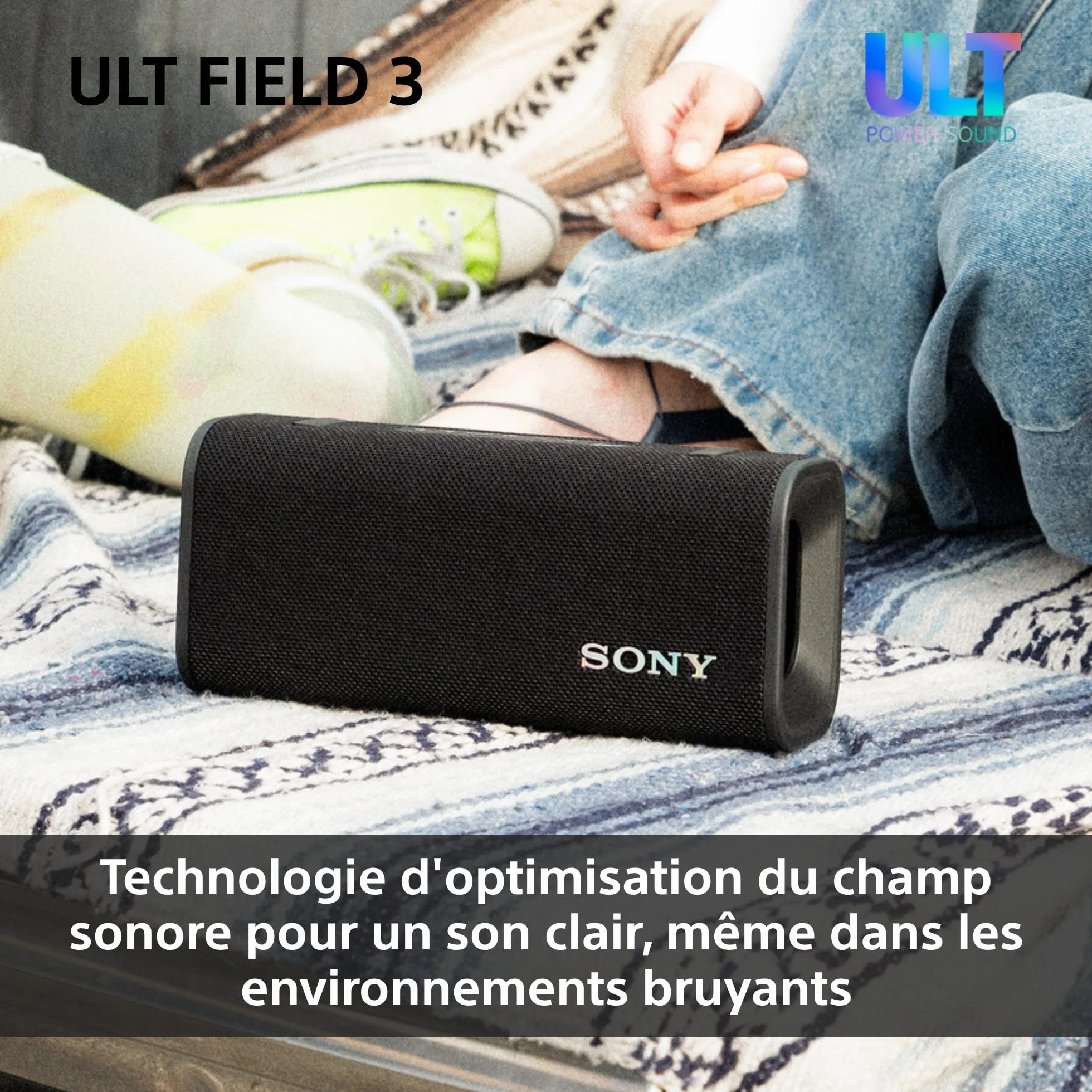 Sony ULT Field 3 Enceinte Bluetooth Portable ULT Power Sound 24 Heures IP67 étanche Noir