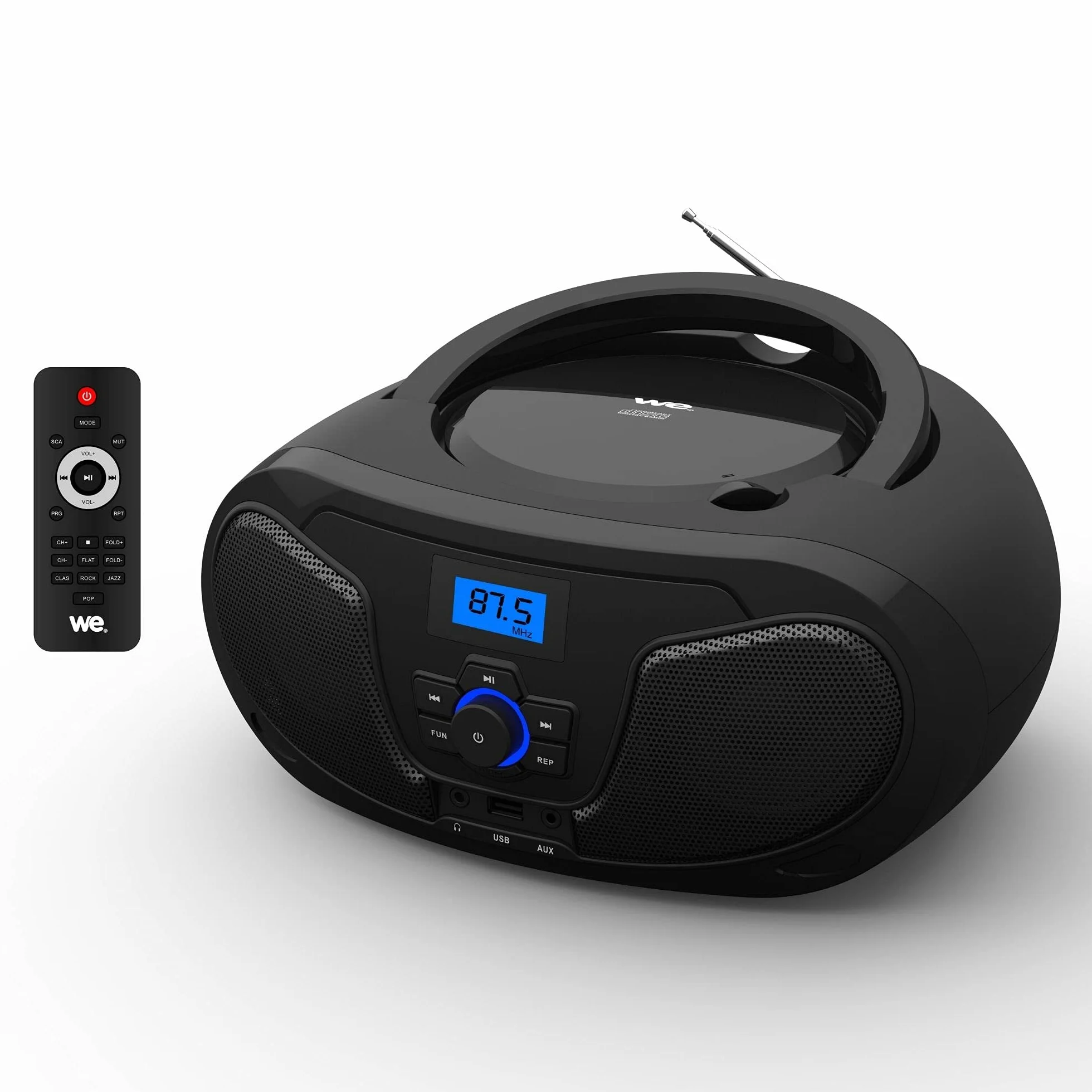 WE Lecteur Radio CD-USB MP3 Bluetooth avec télécommande 2x2W Noir