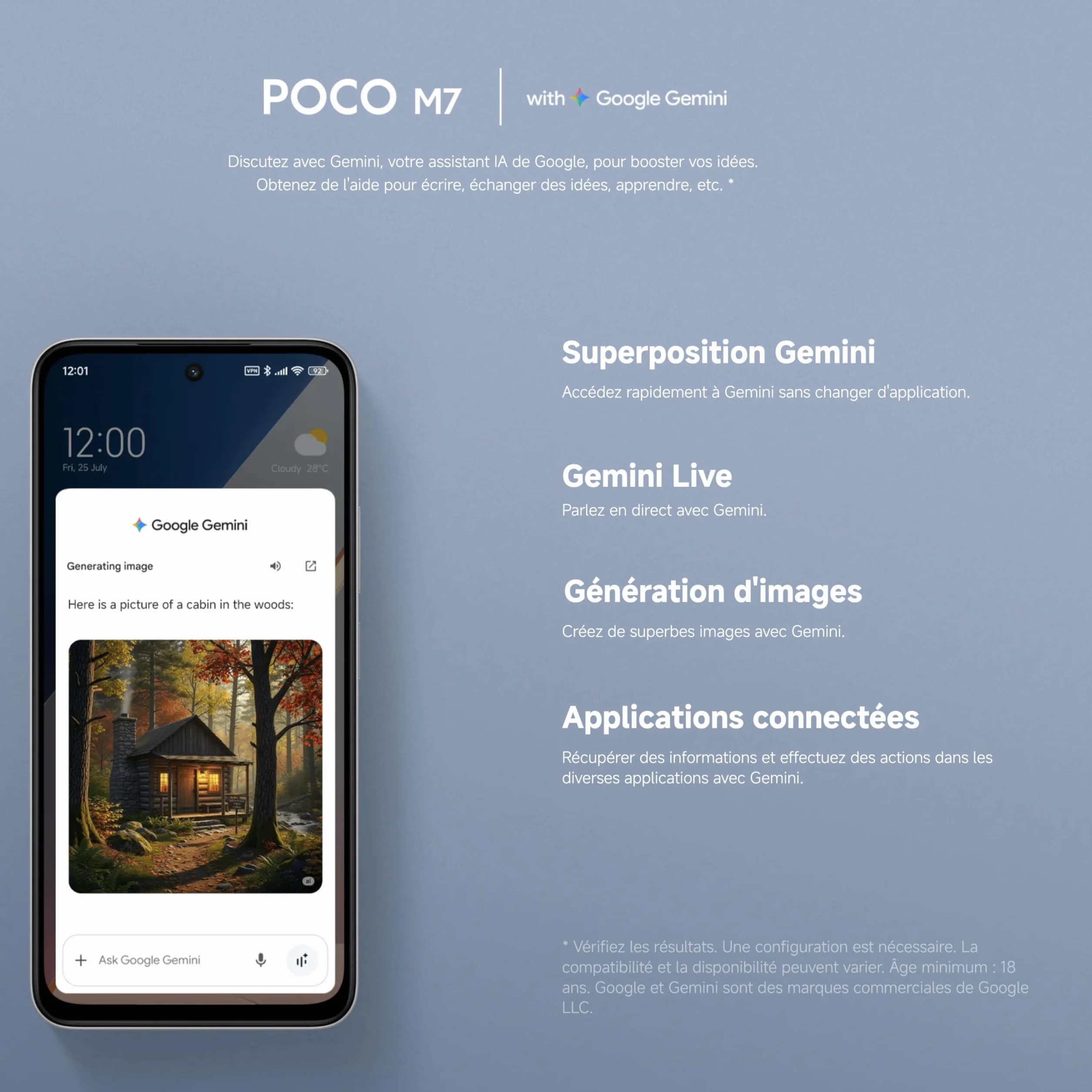 XIAOMI POCO M7 Smartphone 8+256 Go 6,9 Pouces FHD+ 144 Hz Snapdragon 685 Double caméra AI 50 MP 7000 mAh Argent