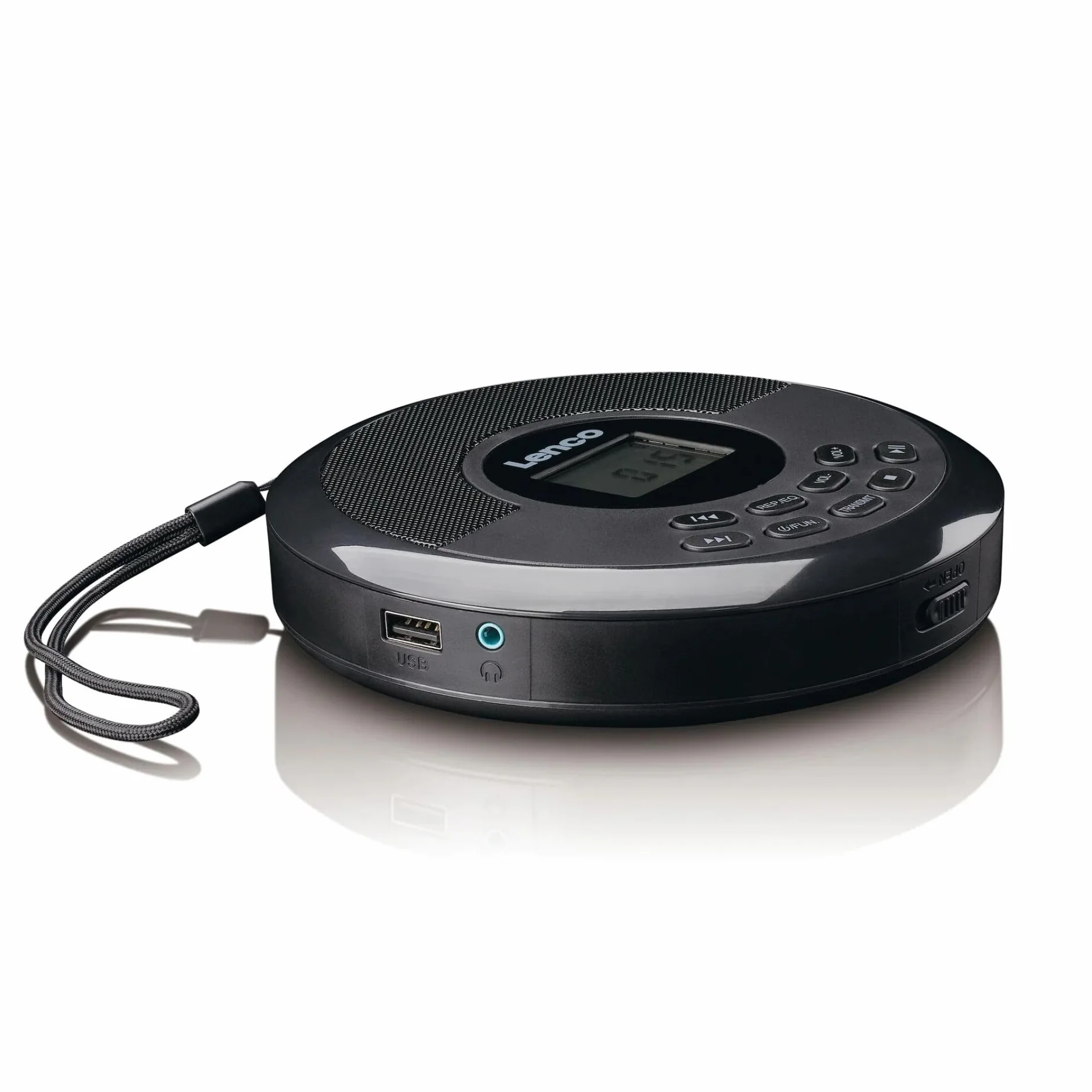 Lenco CD-340BK Discman Bluetooth® Lecteur CD MP3 USB avec Haut-parleurs intégrés - Batterie Rechargeable - Protection Antichoc Noir