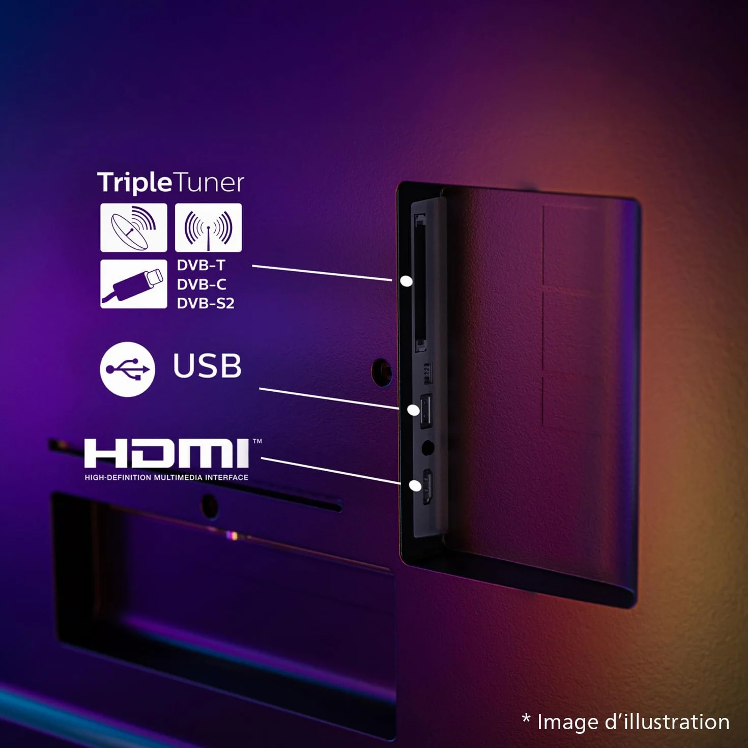 Philips Ambilight 43PUS8500 4K LED Smart TV 43 Pouces Pixel Precise Ultra HD Titan OS Dolby Atmos