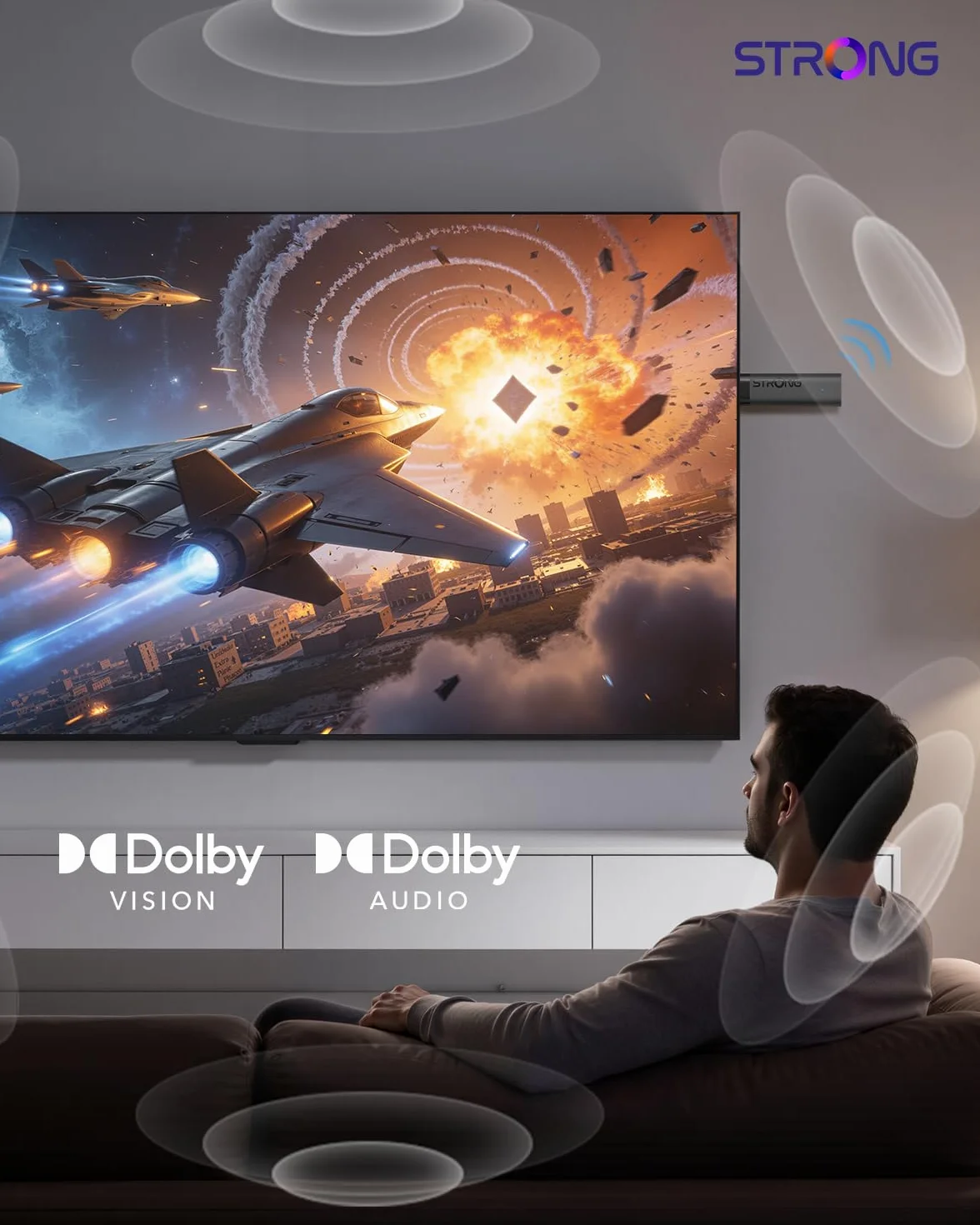 STRONG Leap-Nova-X TV Stick Android 14 2 Go RAM 32 Go ROM 4K UHD Dolby Vision HDR10+ Wi-Fi 6 Commande Vocale