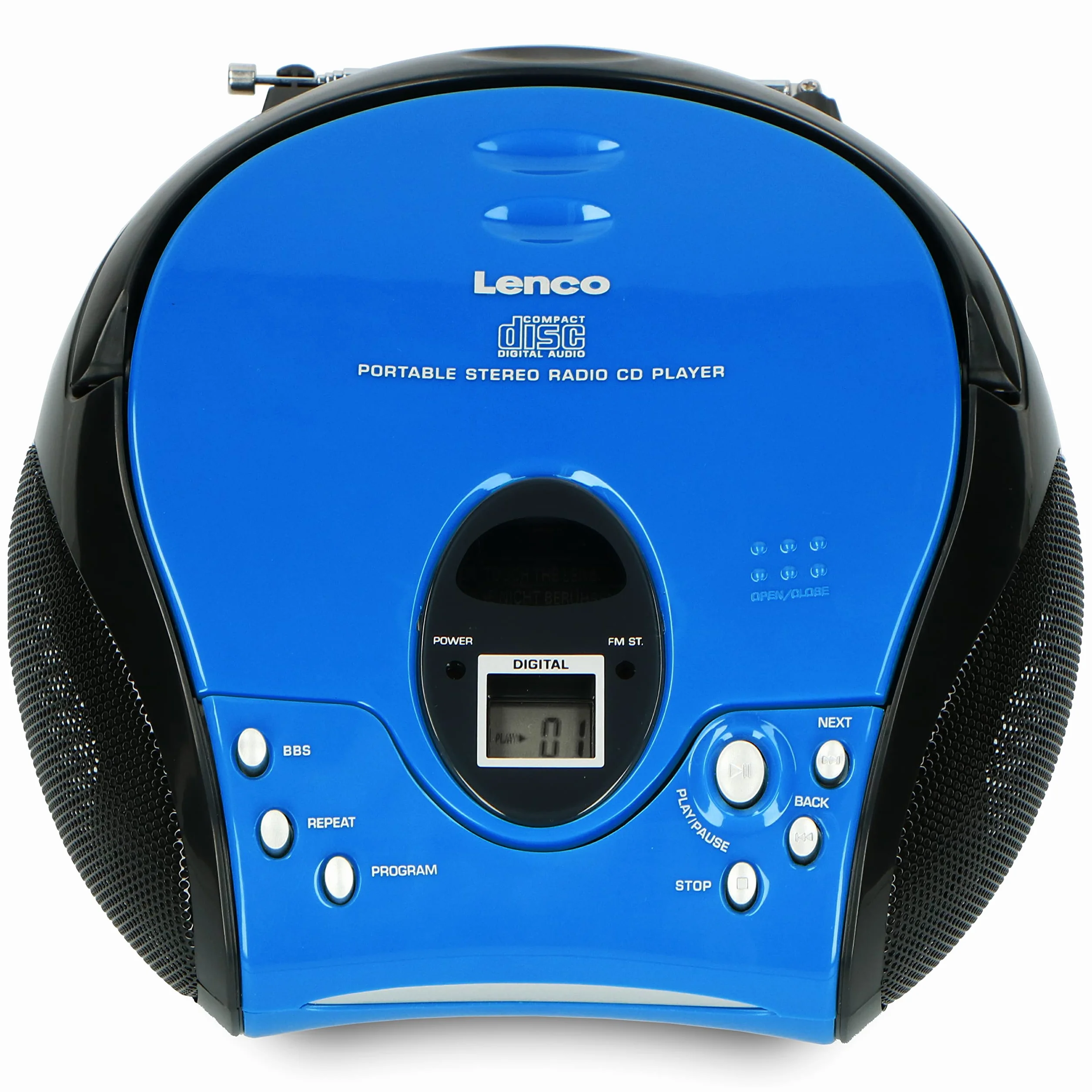Lenco SCD-24 Radio Lecteur CD Enfant Chaîne Stéréo avec Prise Casque, Écran LCD, Batterie, Alimentation - Bleu